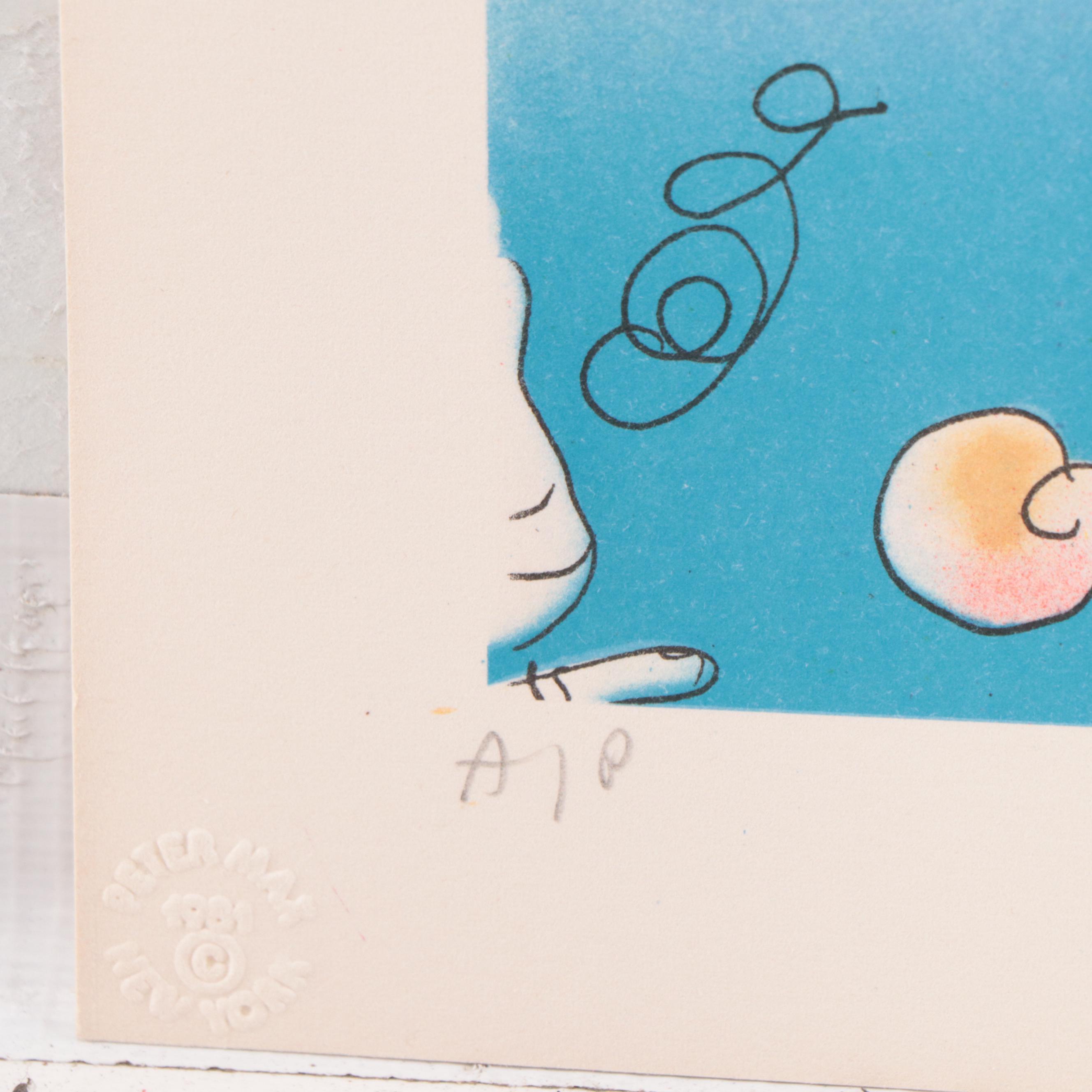 Peter Max Psychedelic Figurative Lithograph "Galactic Man," 1981