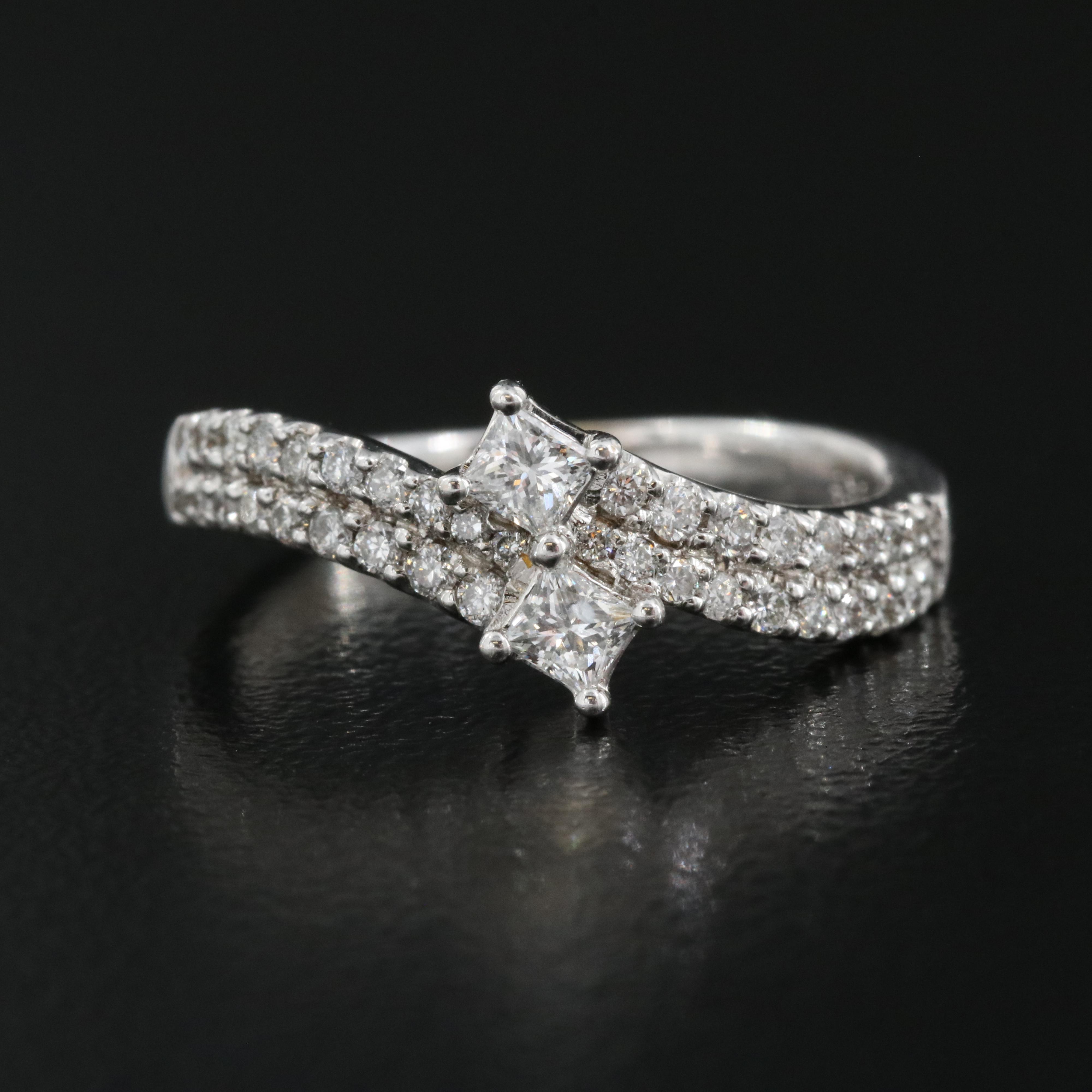 10K 0.45 CTW Diamond Bypass Ring