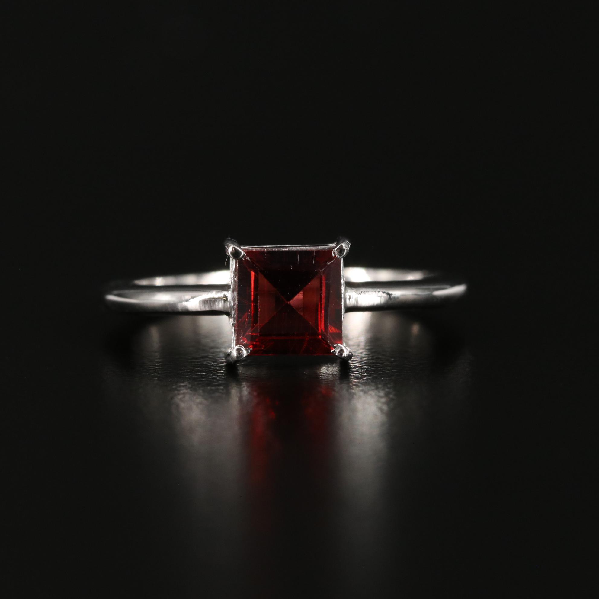 Sterling Garnet Tapered Ring