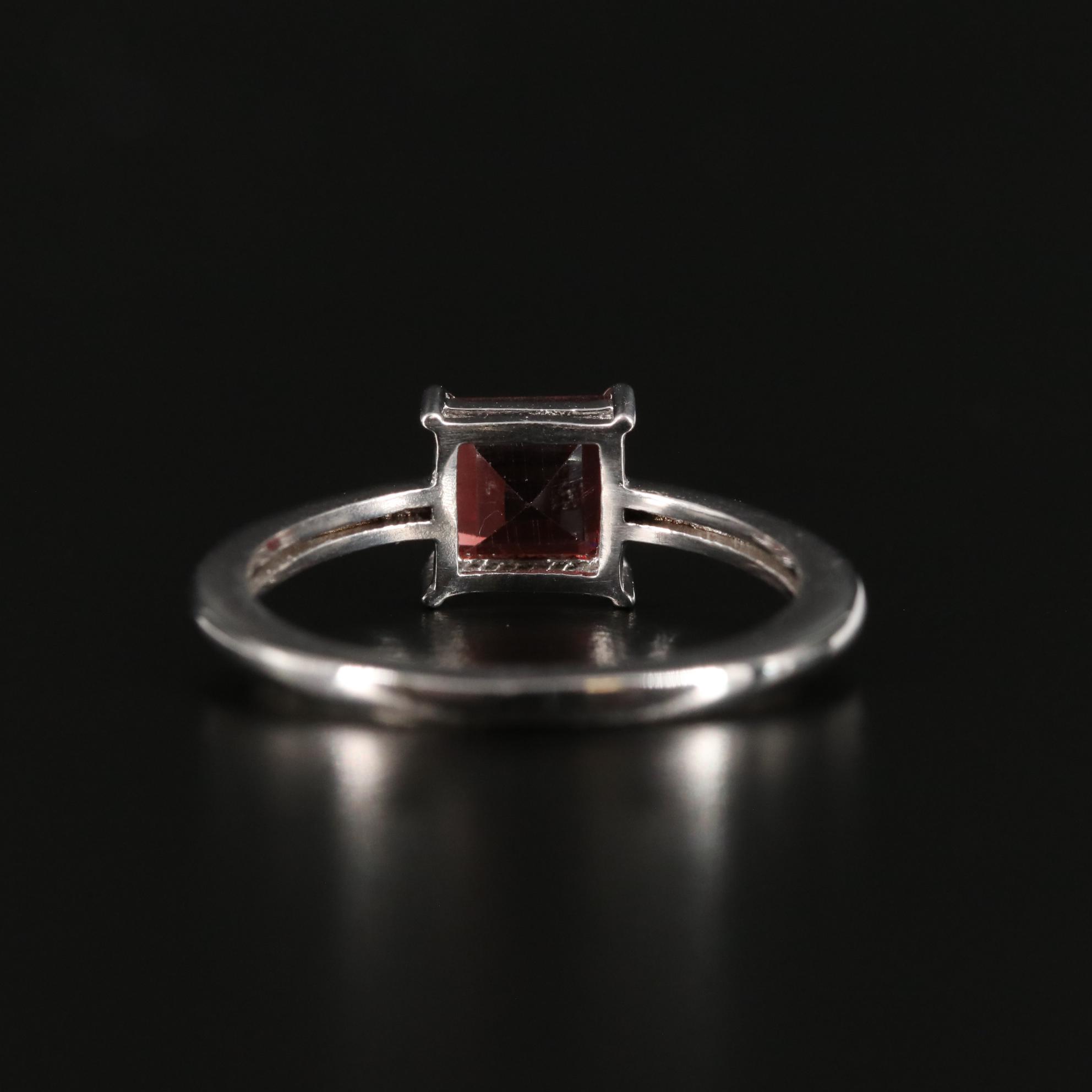 Sterling Garnet Tapered Ring