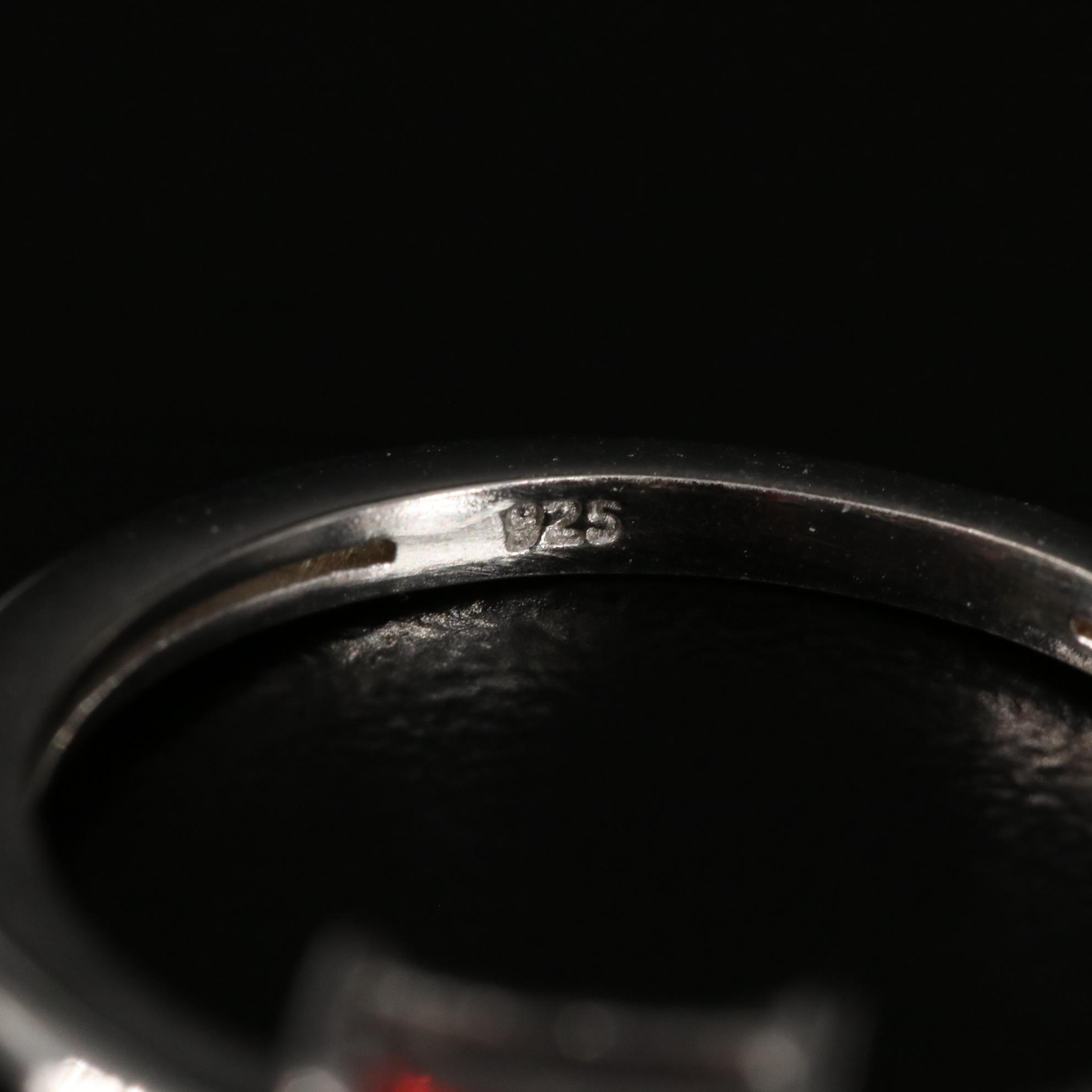 Sterling Garnet Tapered Ring
