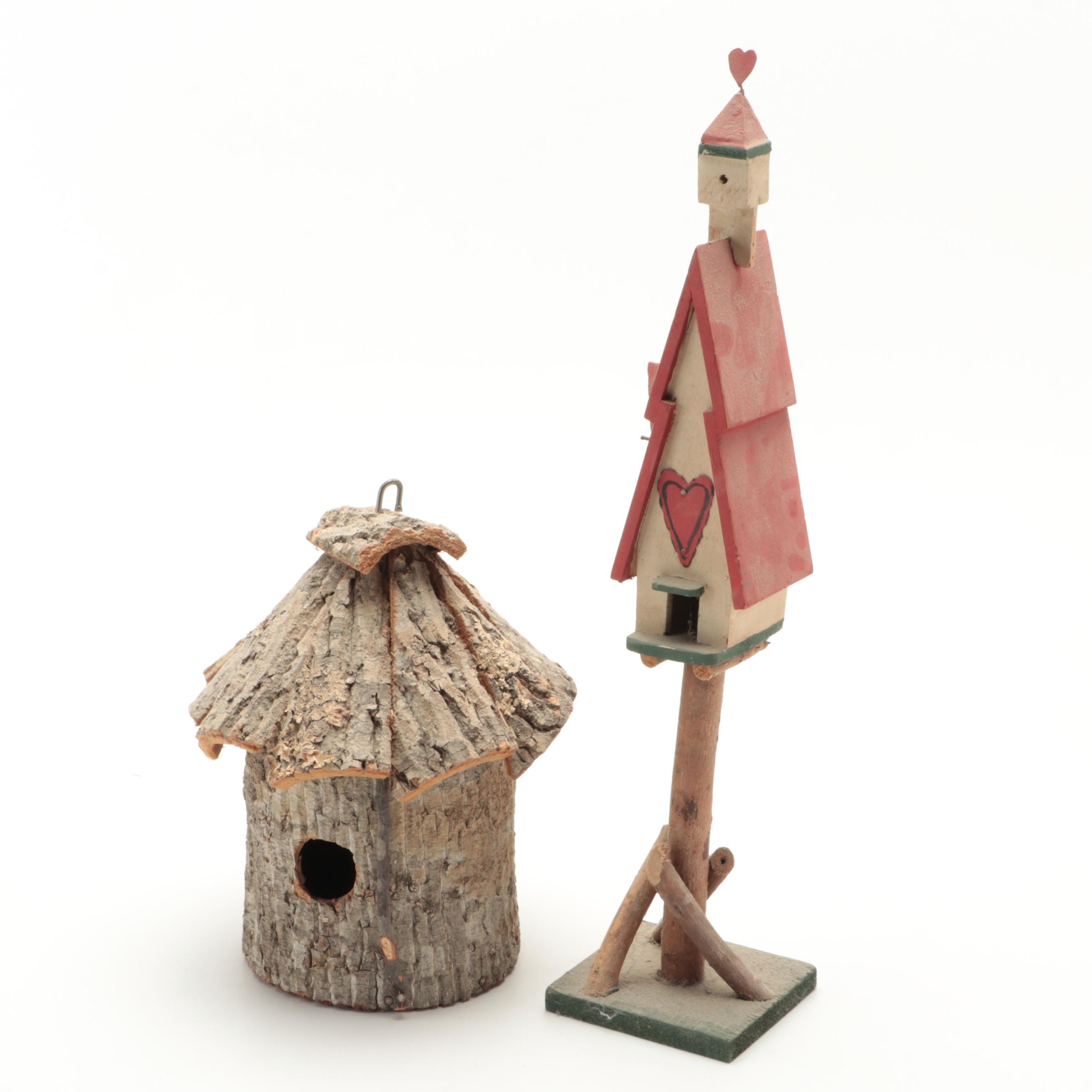 Folk Art Decorative Bird Feeders, Gourd and Windchime