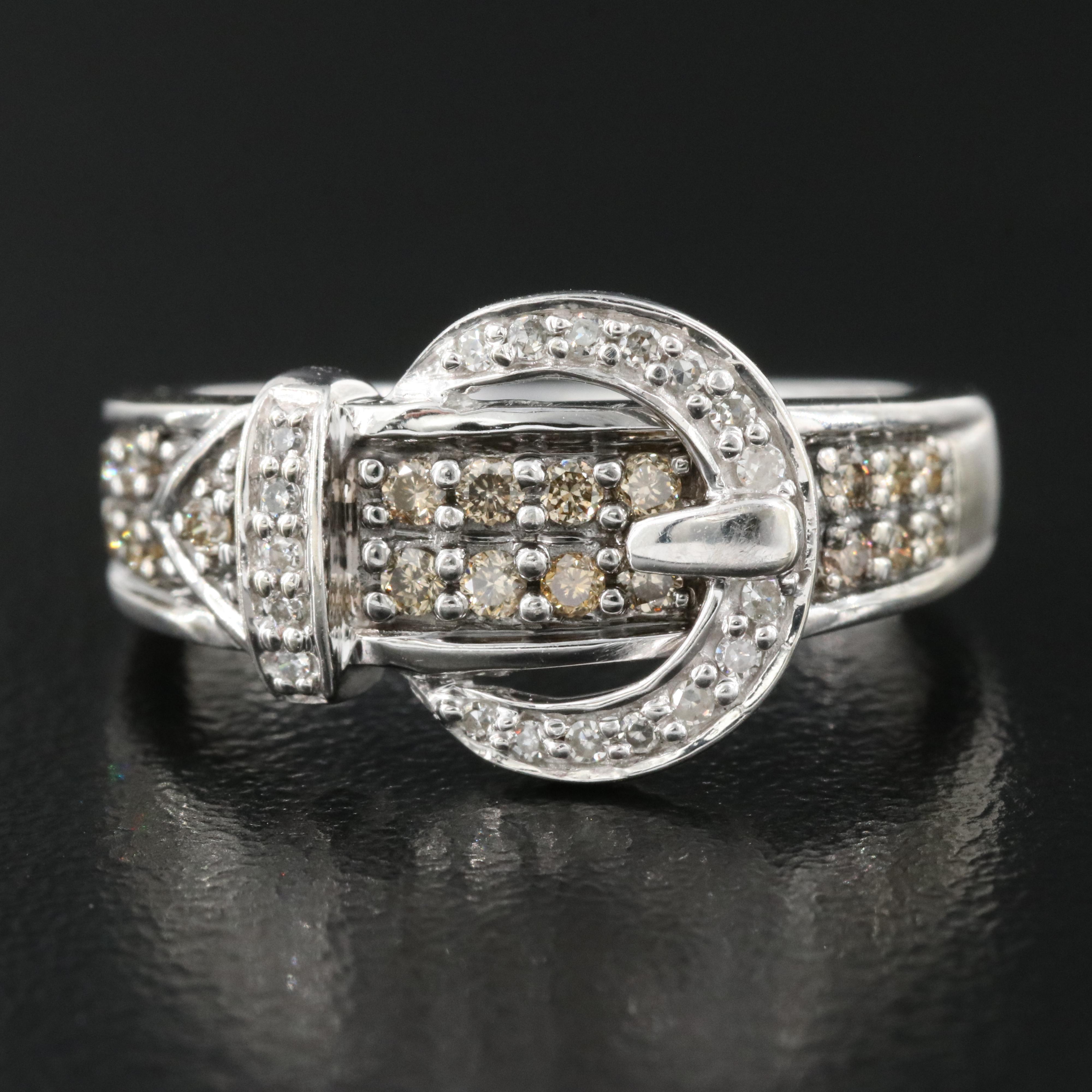 10K 0.37 CTW Diamond Buckle Ring
