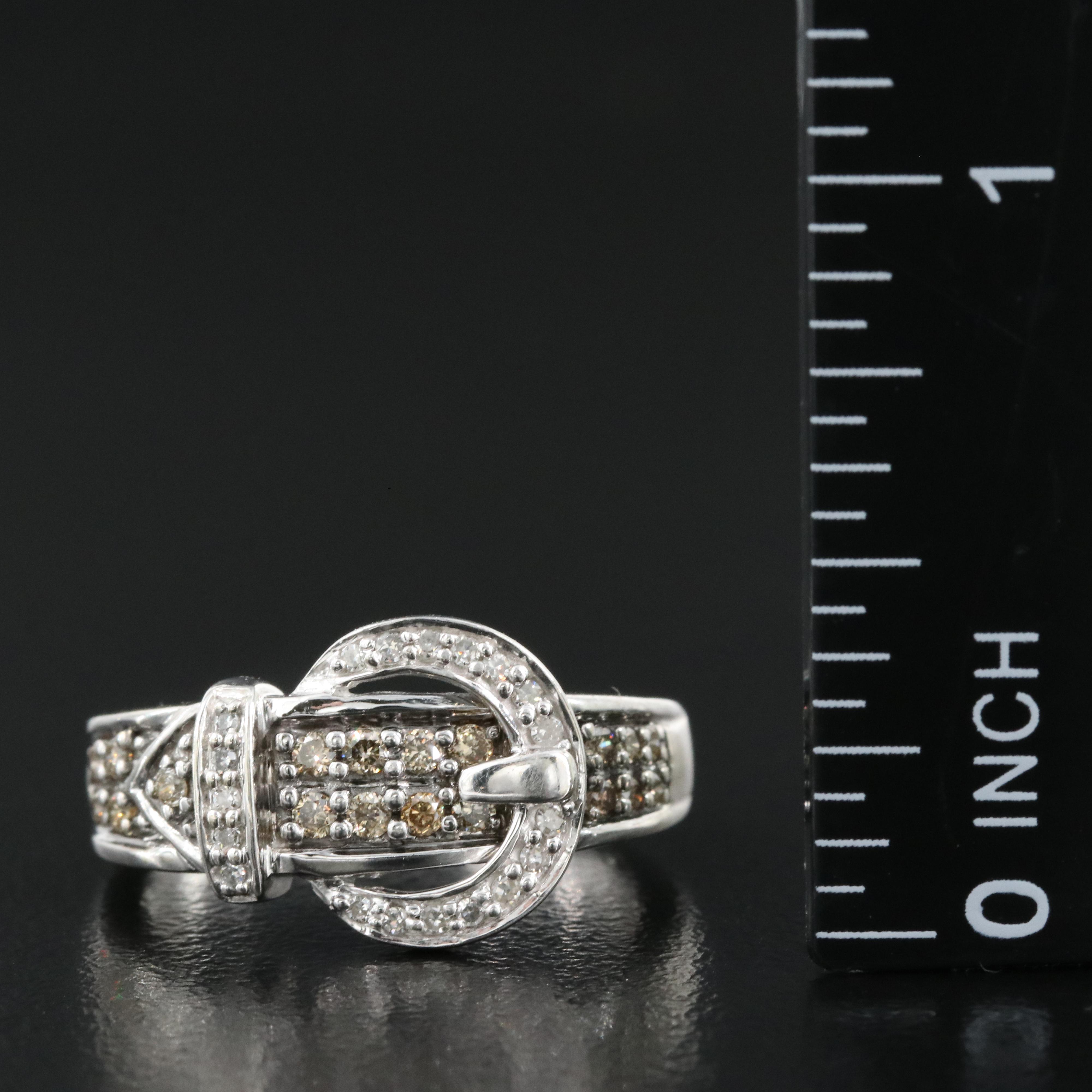 10K 0.37 CTW Diamond Buckle Ring