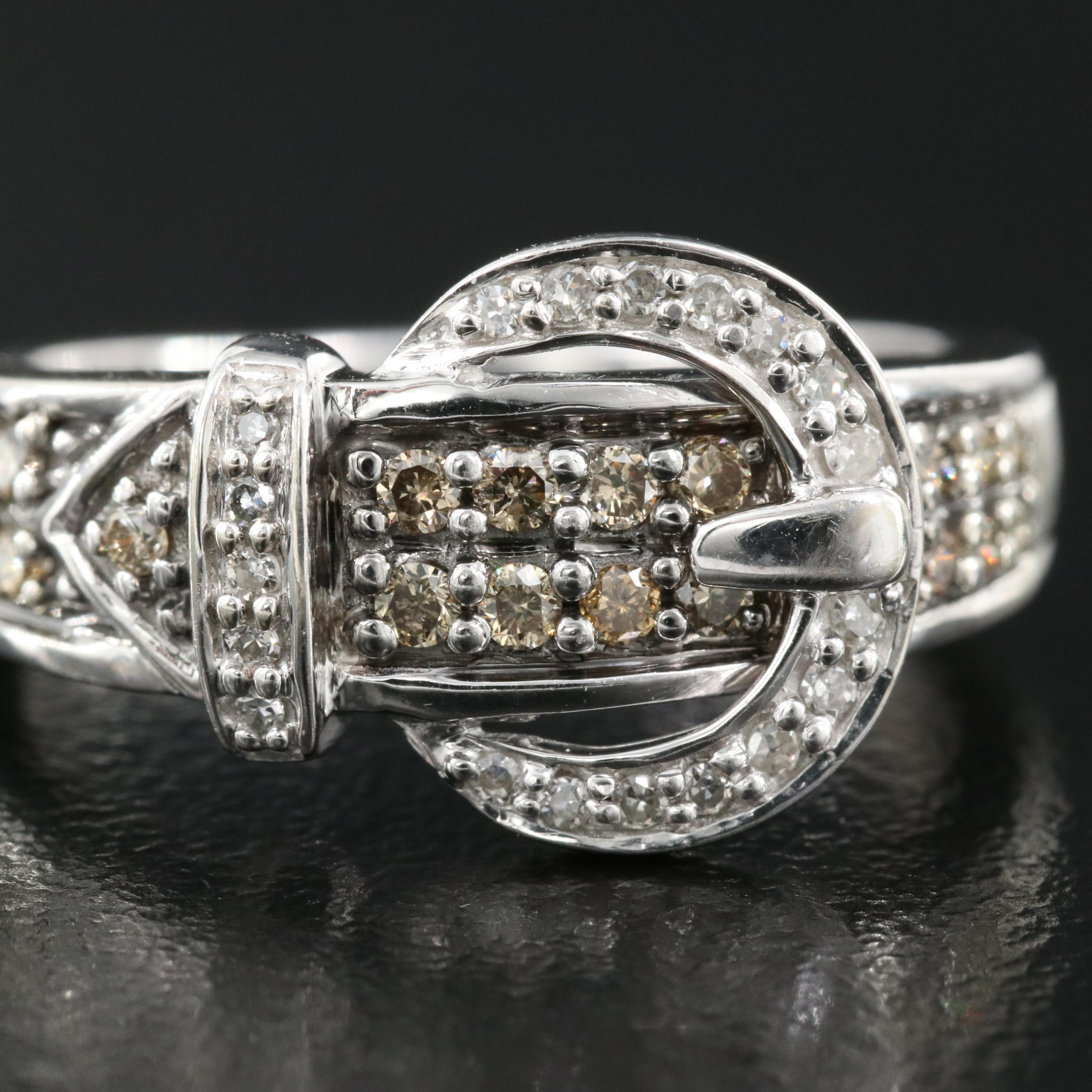 10K 0.37 CTW Diamond Buckle Ring