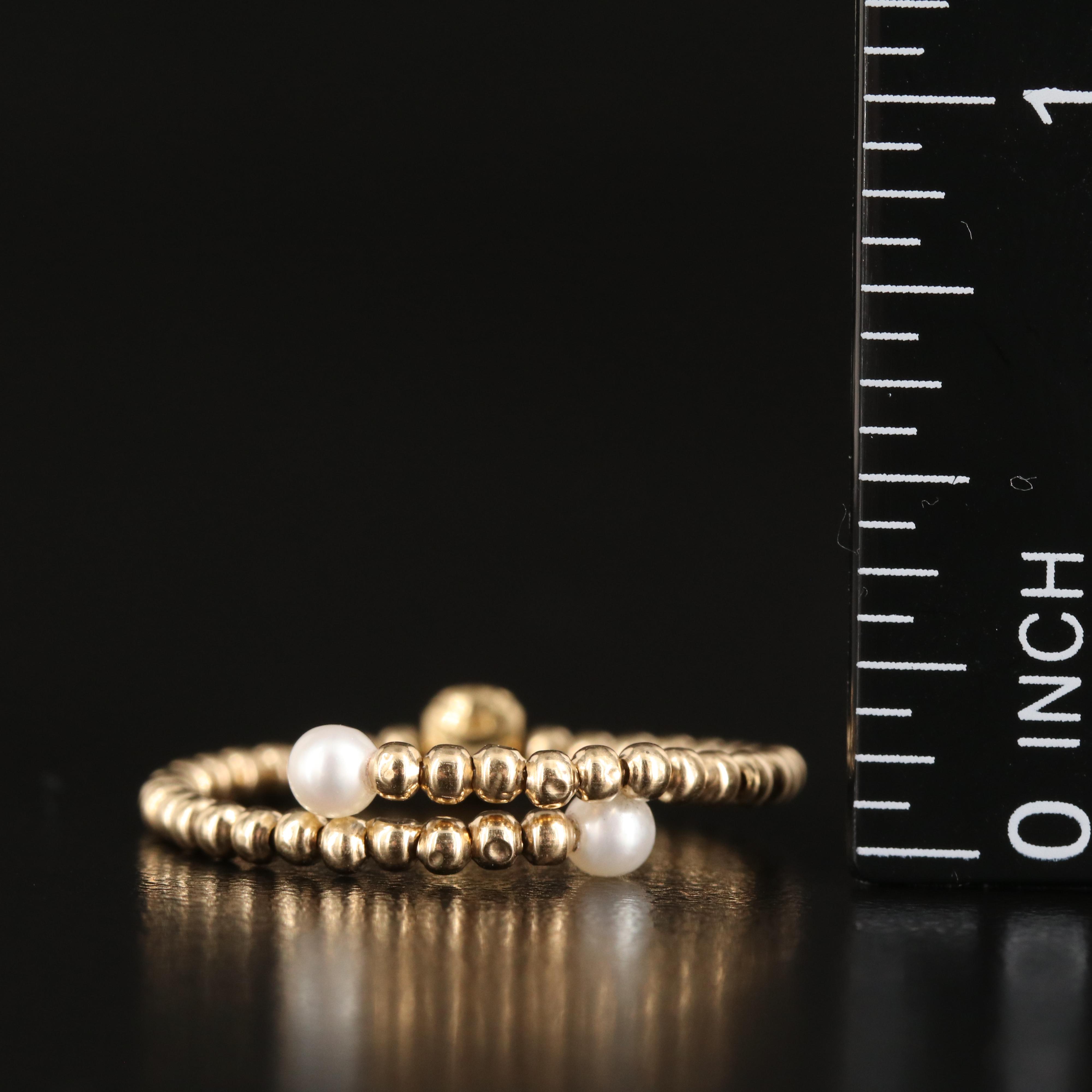 14K Pearl Beaded Torque Wrap Ring