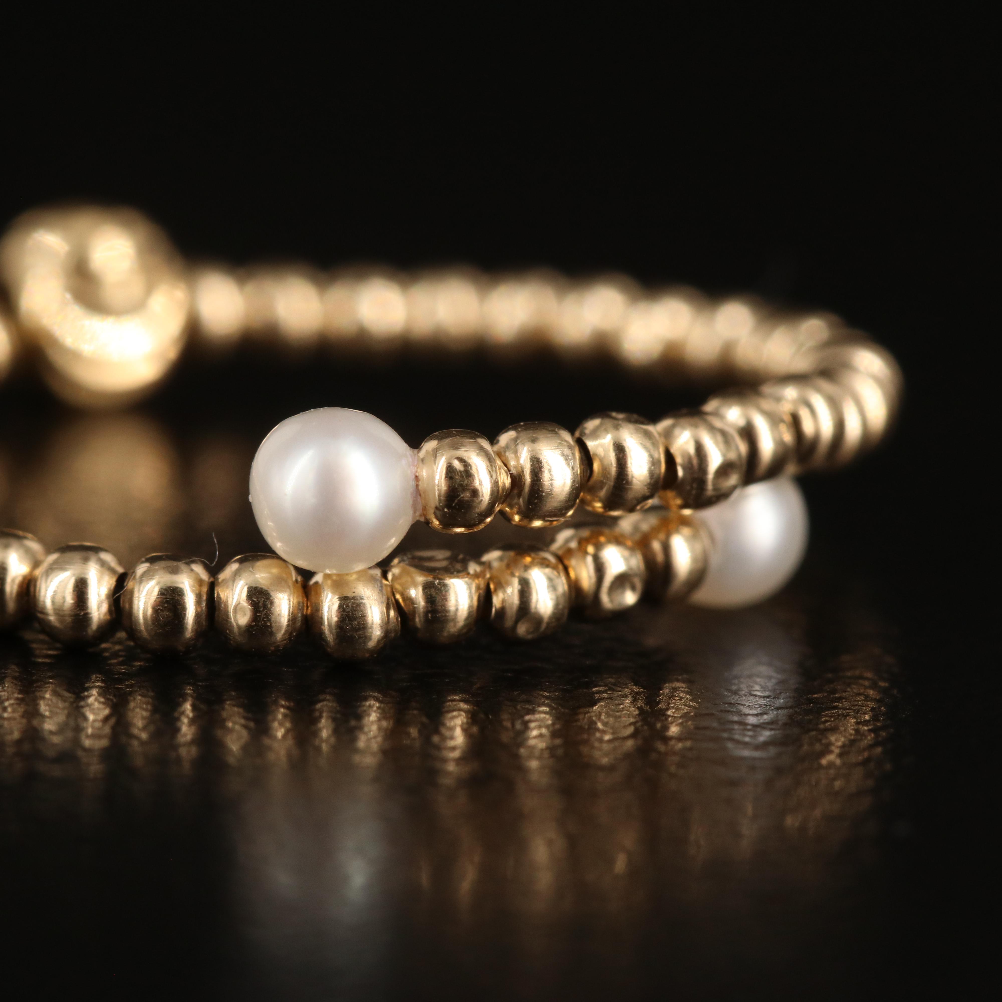 14K Pearl Beaded Torque Wrap Ring