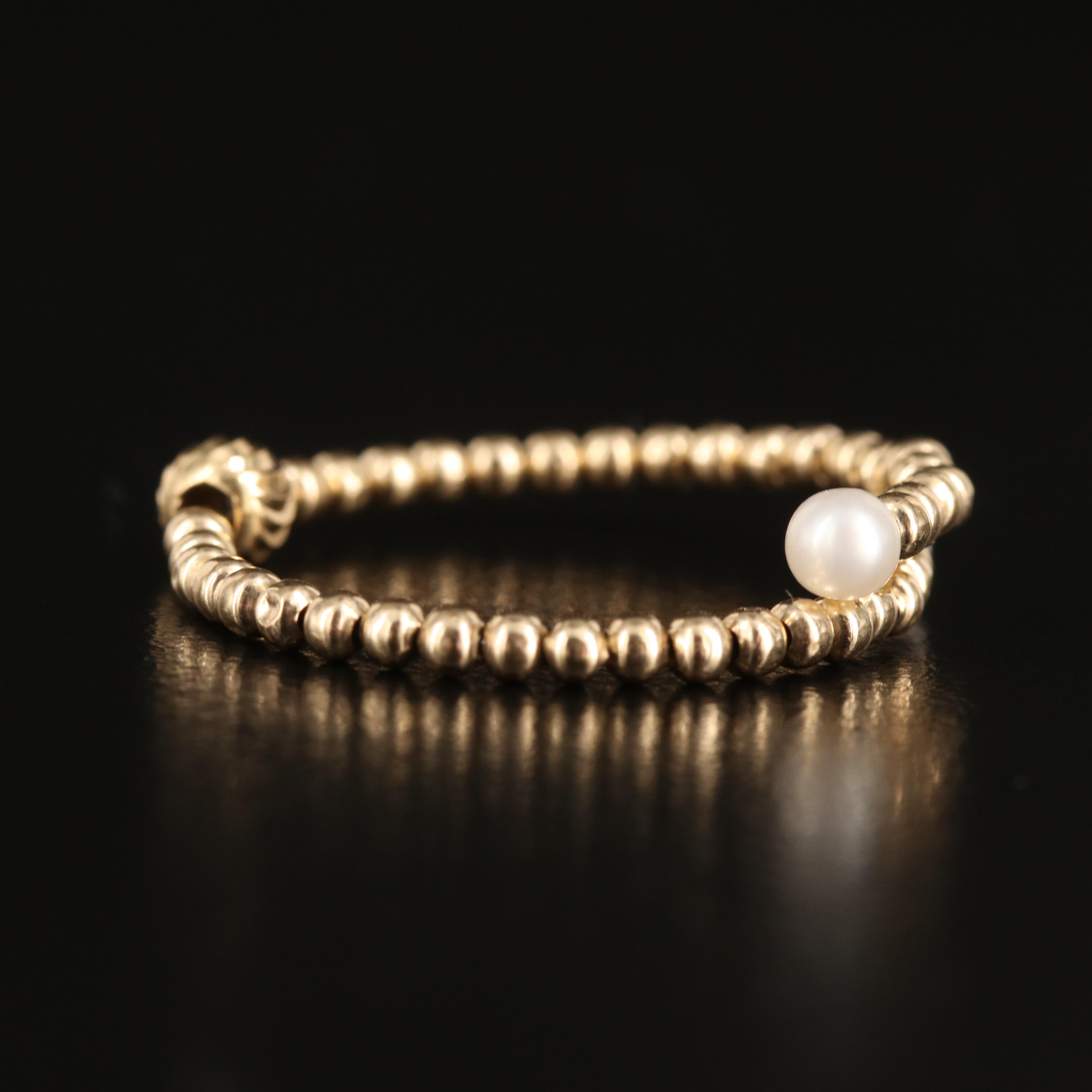 14K Pearl Beaded Torque Wrap Ring