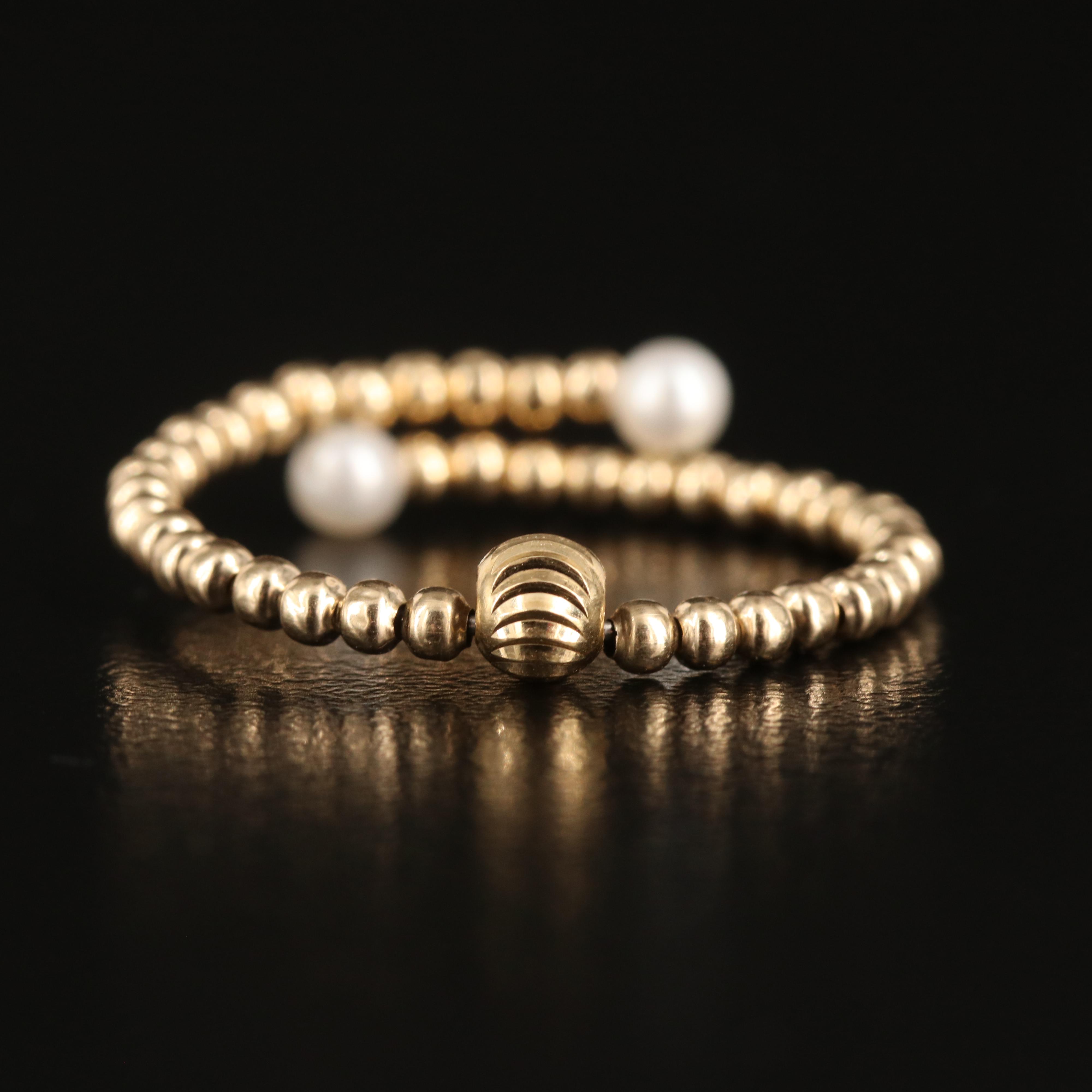14K Pearl Beaded Torque Wrap Ring