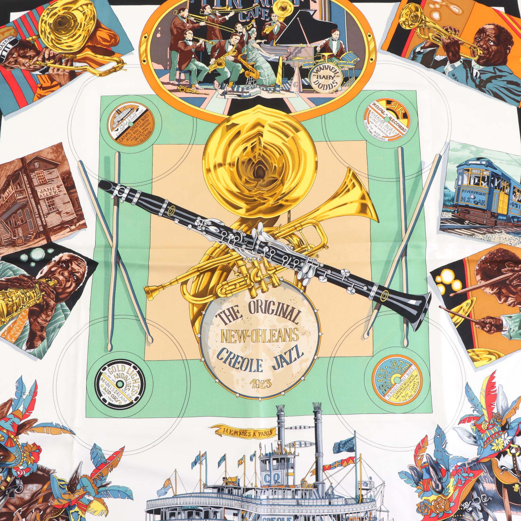 Hermès "The Original New Orleans Creole Jazz 1923" Silk Twill Scarf 90