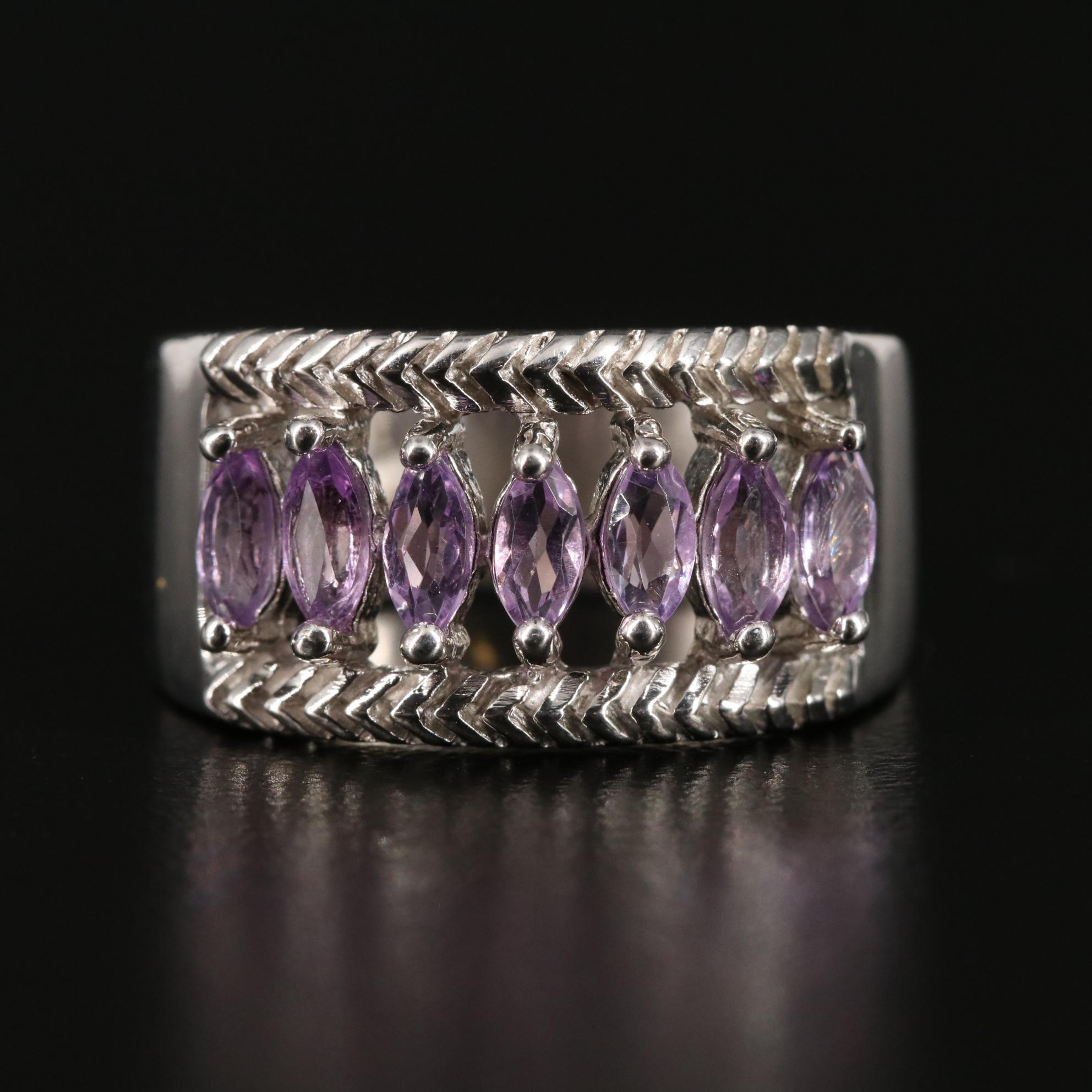 Sterling Amethyst Open Work Ring