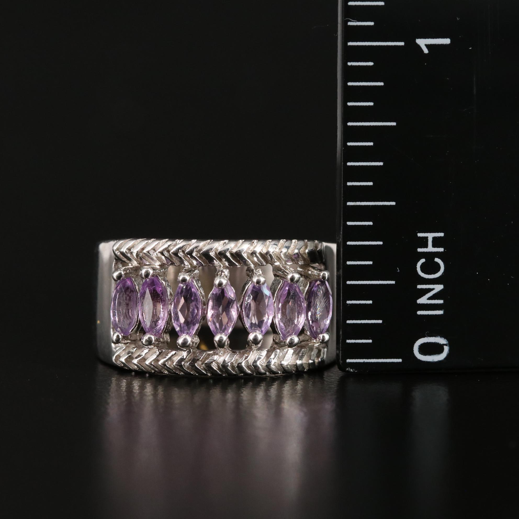 Sterling Amethyst Open Work Ring
