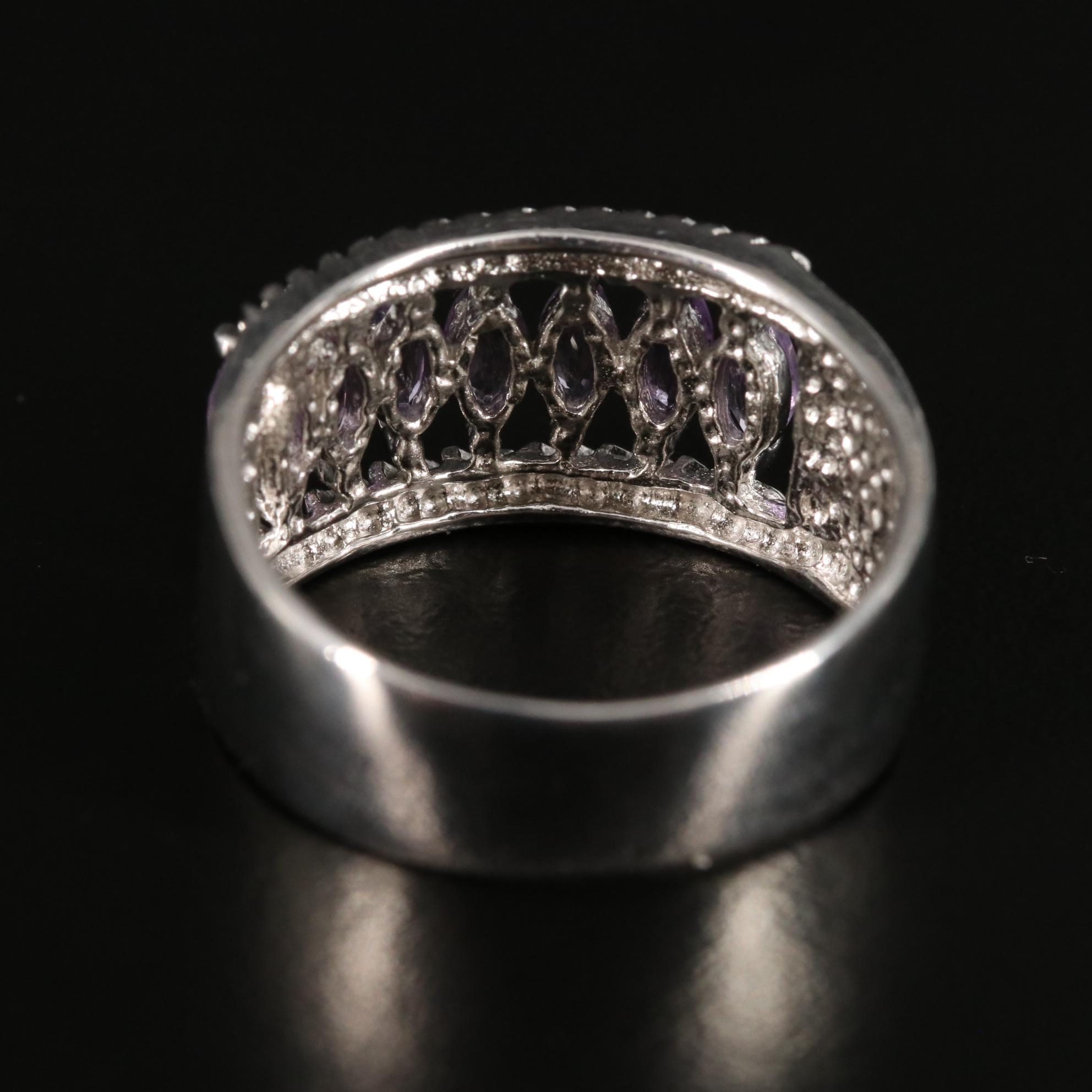 Sterling Amethyst Open Work Ring