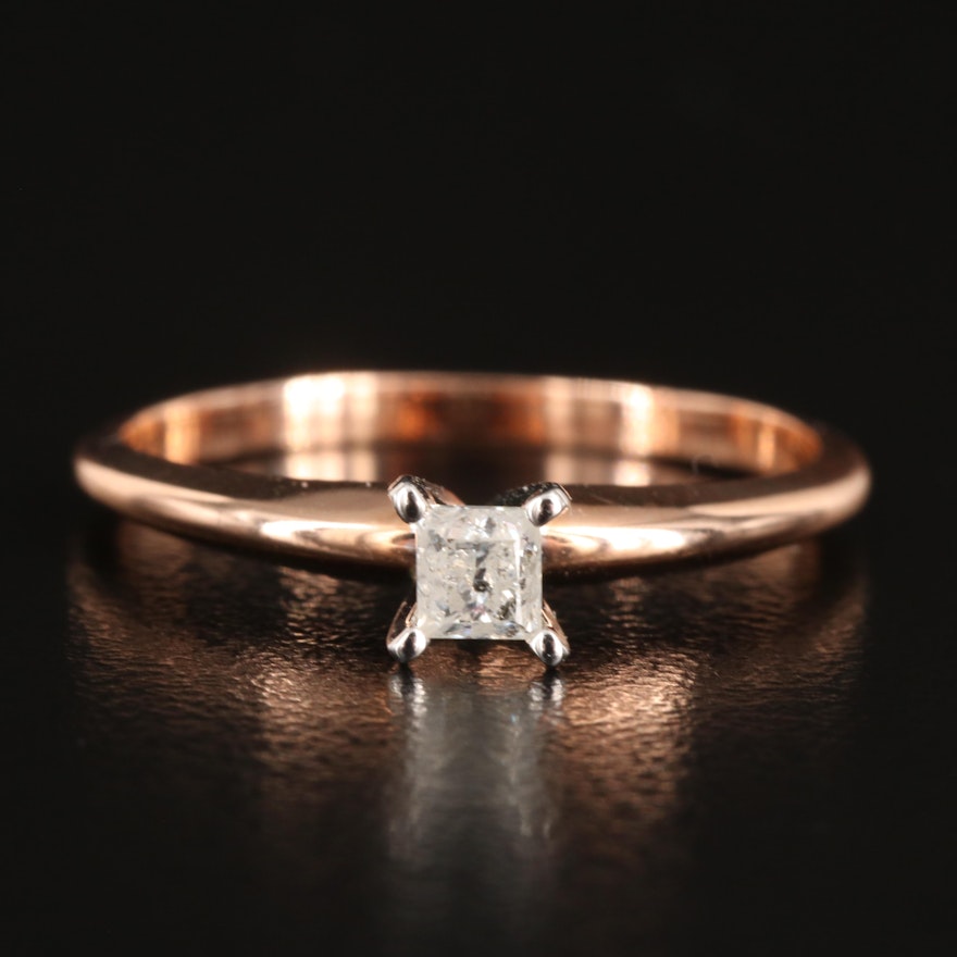 14K Rose Gold 0.20 CT Diamond Solitaire Ring