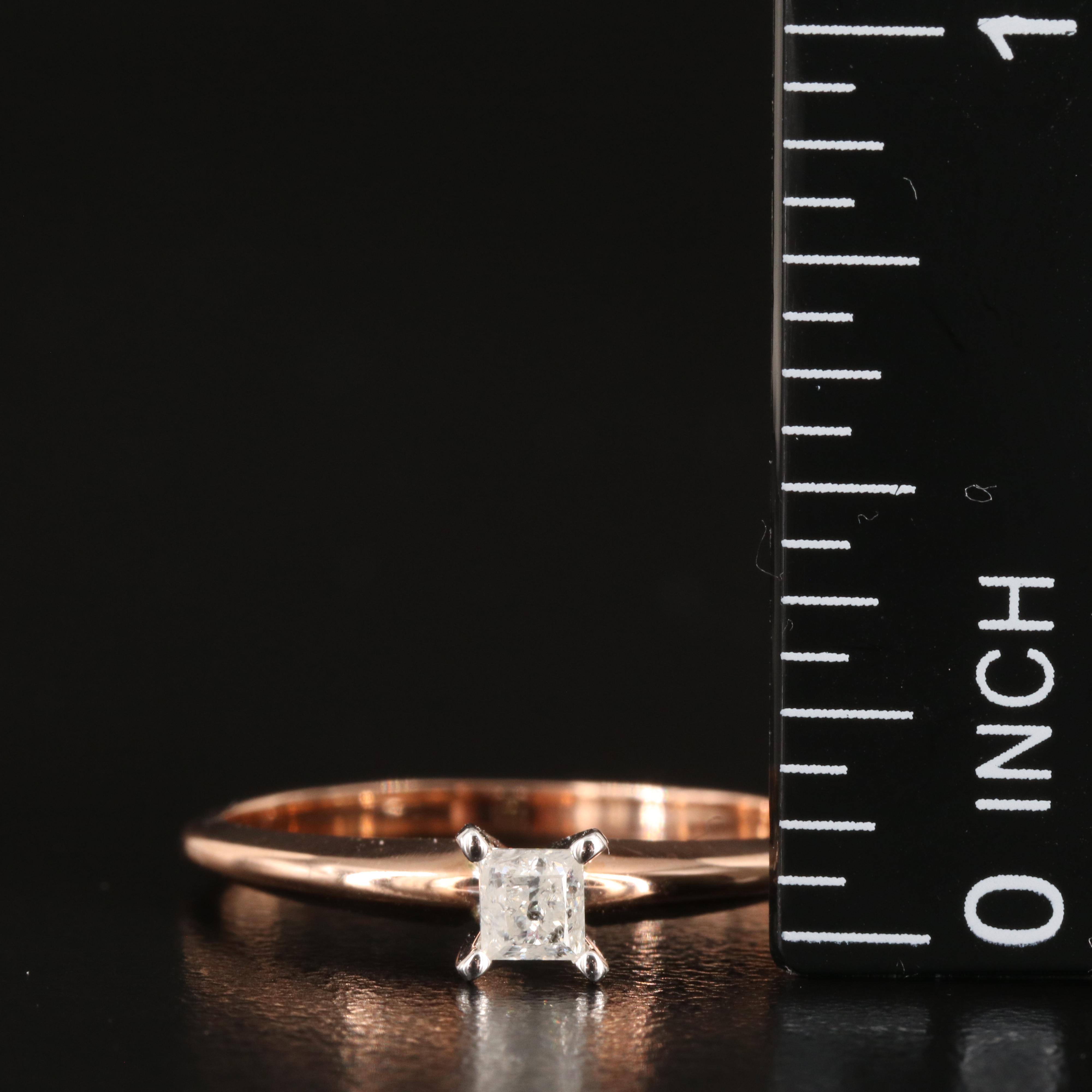 14K Rose Gold 0.20 CT Diamond Solitaire Ring