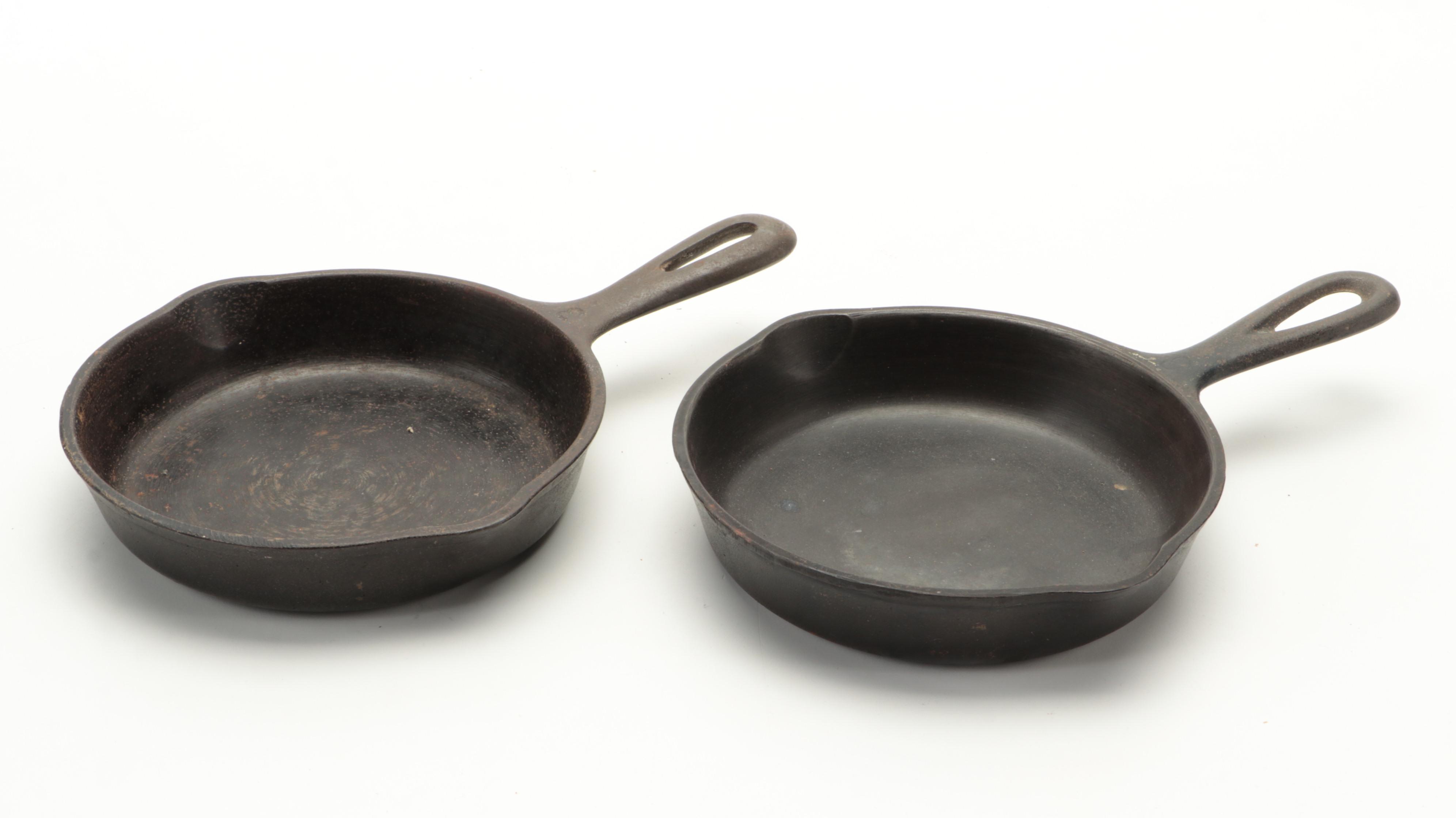 Wagner Ware and Other Cast Iron Skillets with Reversible Griddle Pans