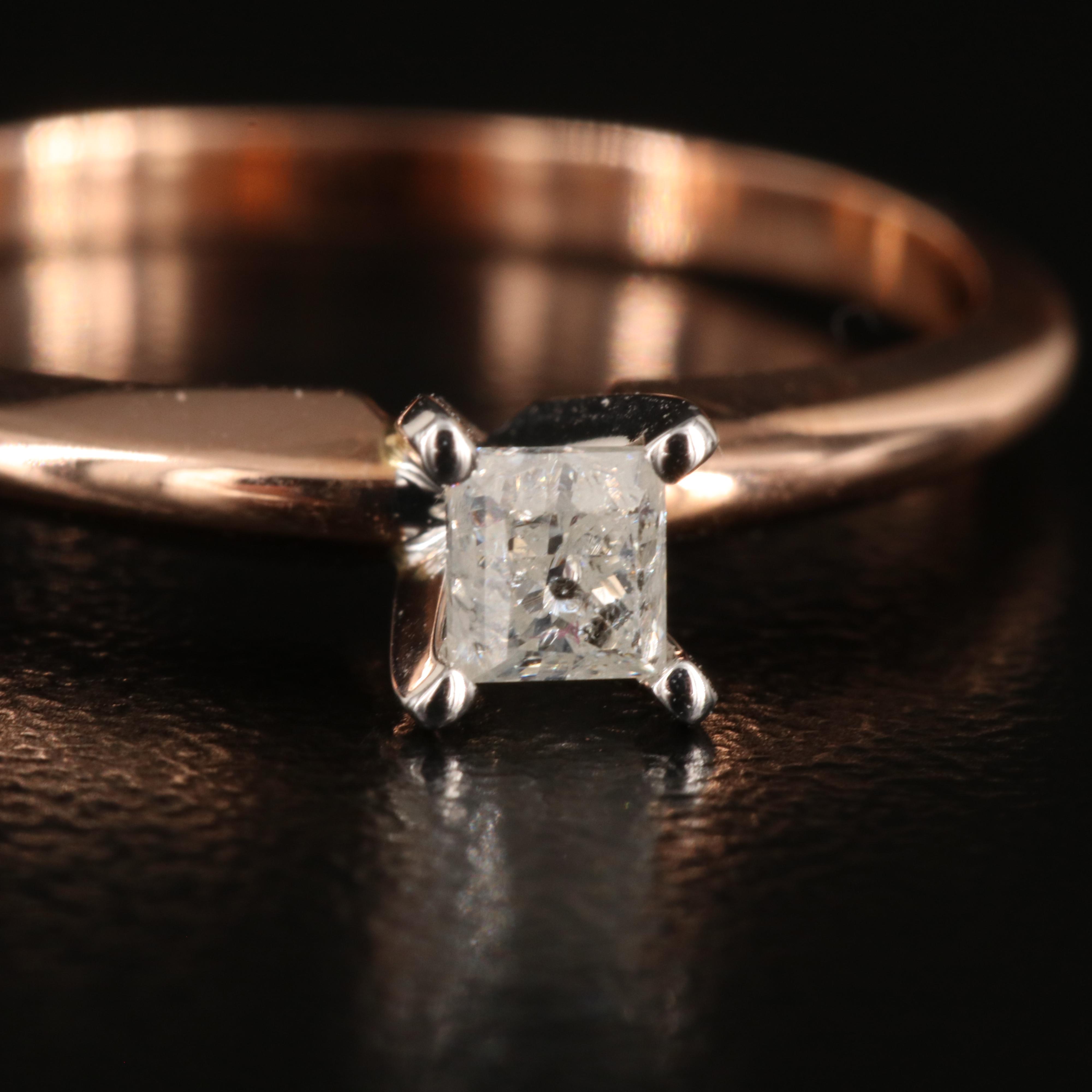 14K Rose Gold 0.20 CT Diamond Solitaire Ring