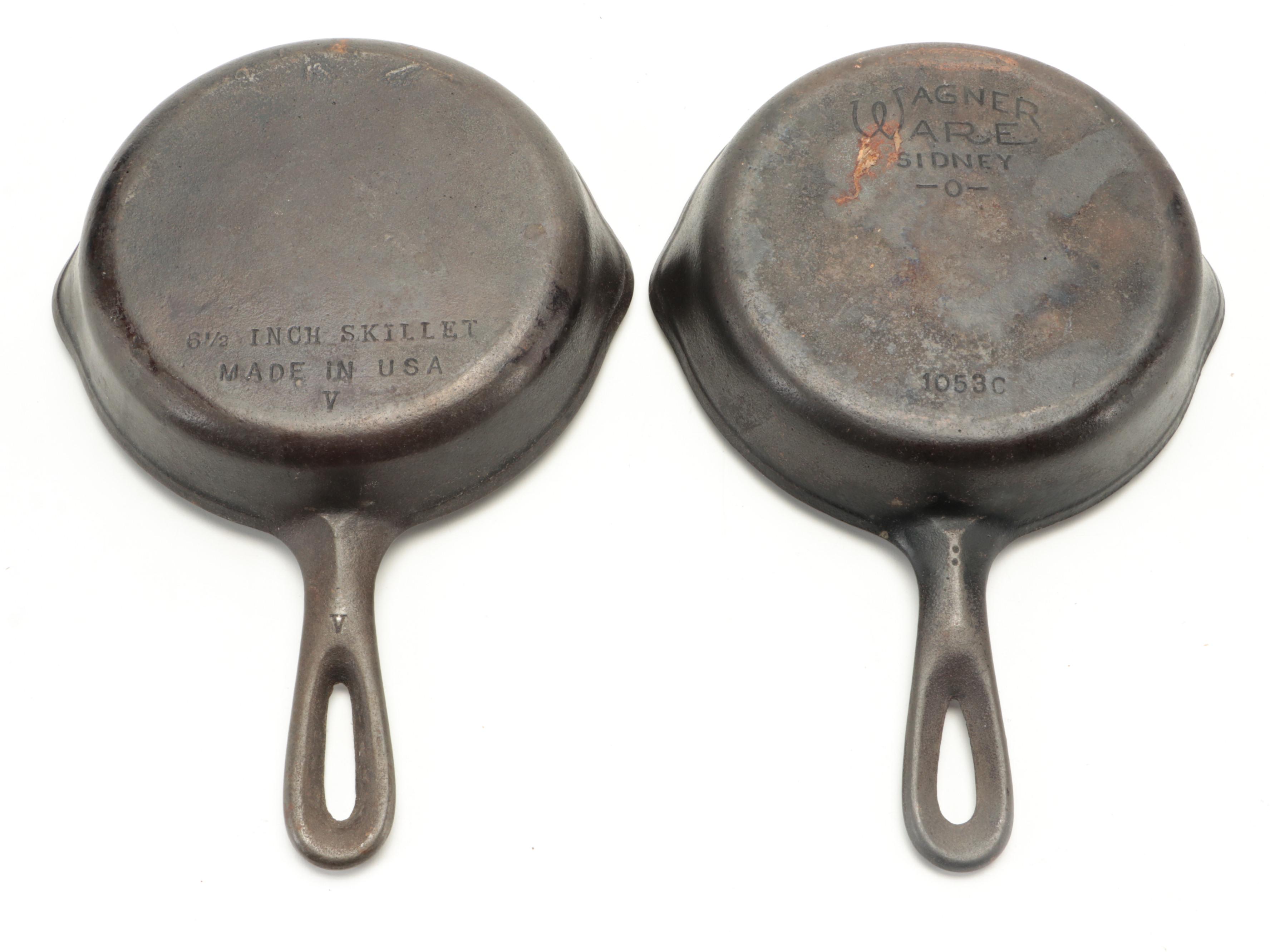 Wagner Ware and Other Cast Iron Skillets with Reversible Griddle Pans