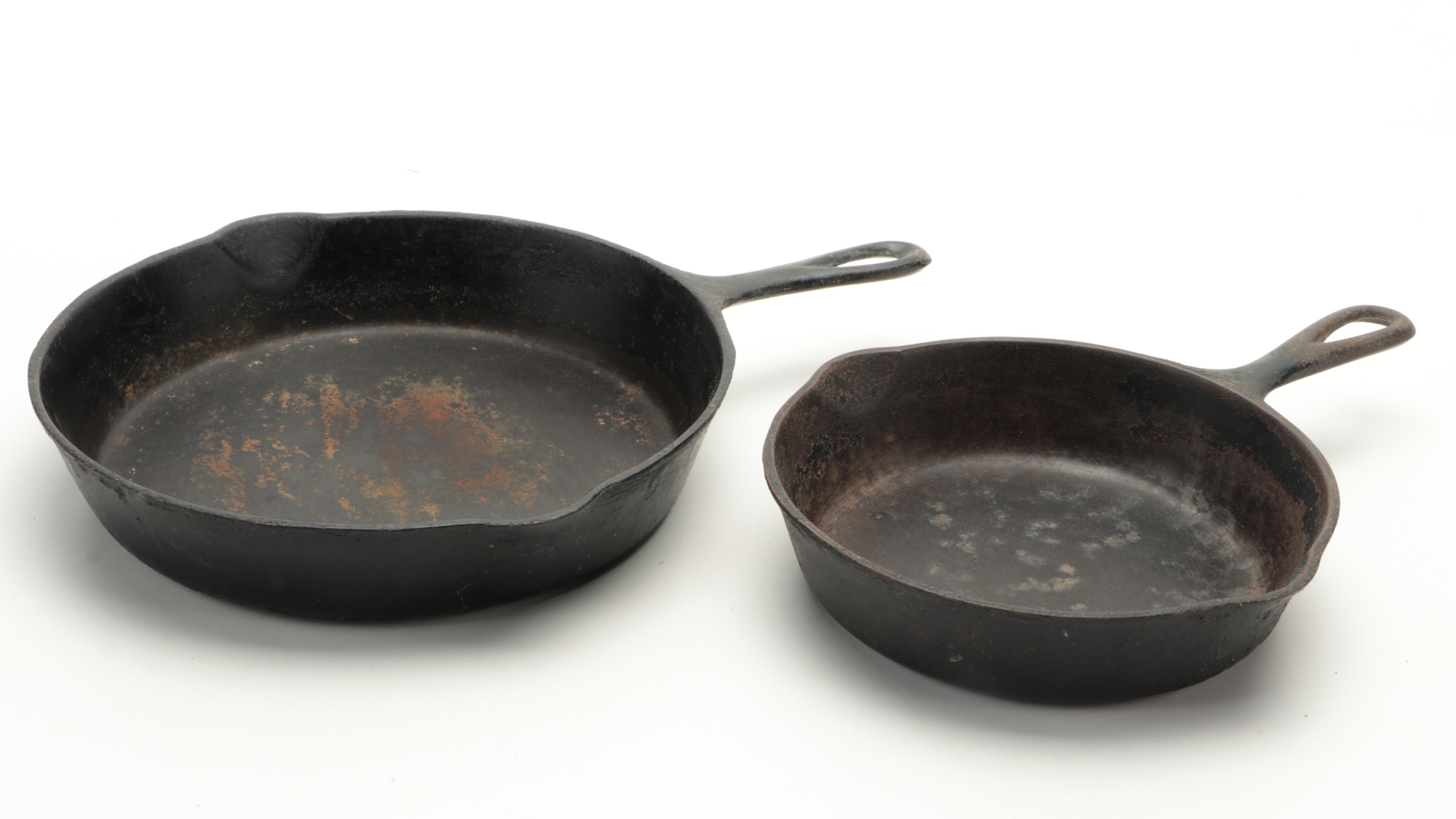 Wagner Ware and Other Cast Iron Skillets with Reversible Griddle Pans