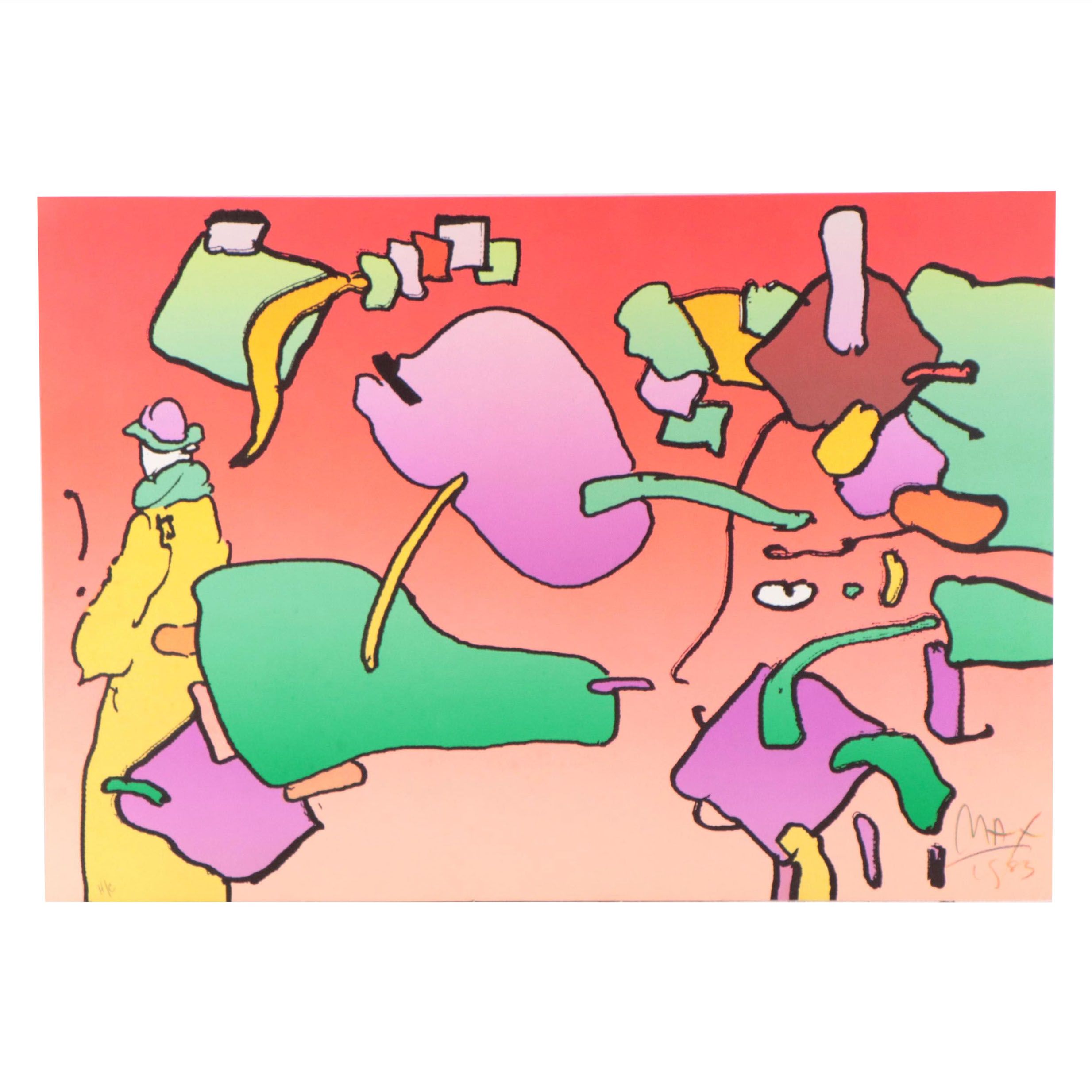 Peter Max Psychedelic Figurative Lithograph "From the Beginning," 1983