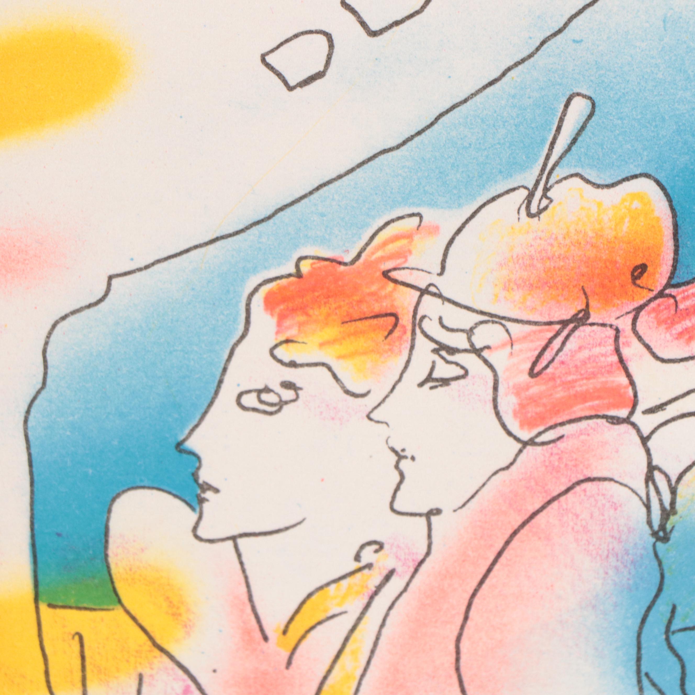 Peter Max Psychedelic Figurative Lithograph "Space Reunion," 1981