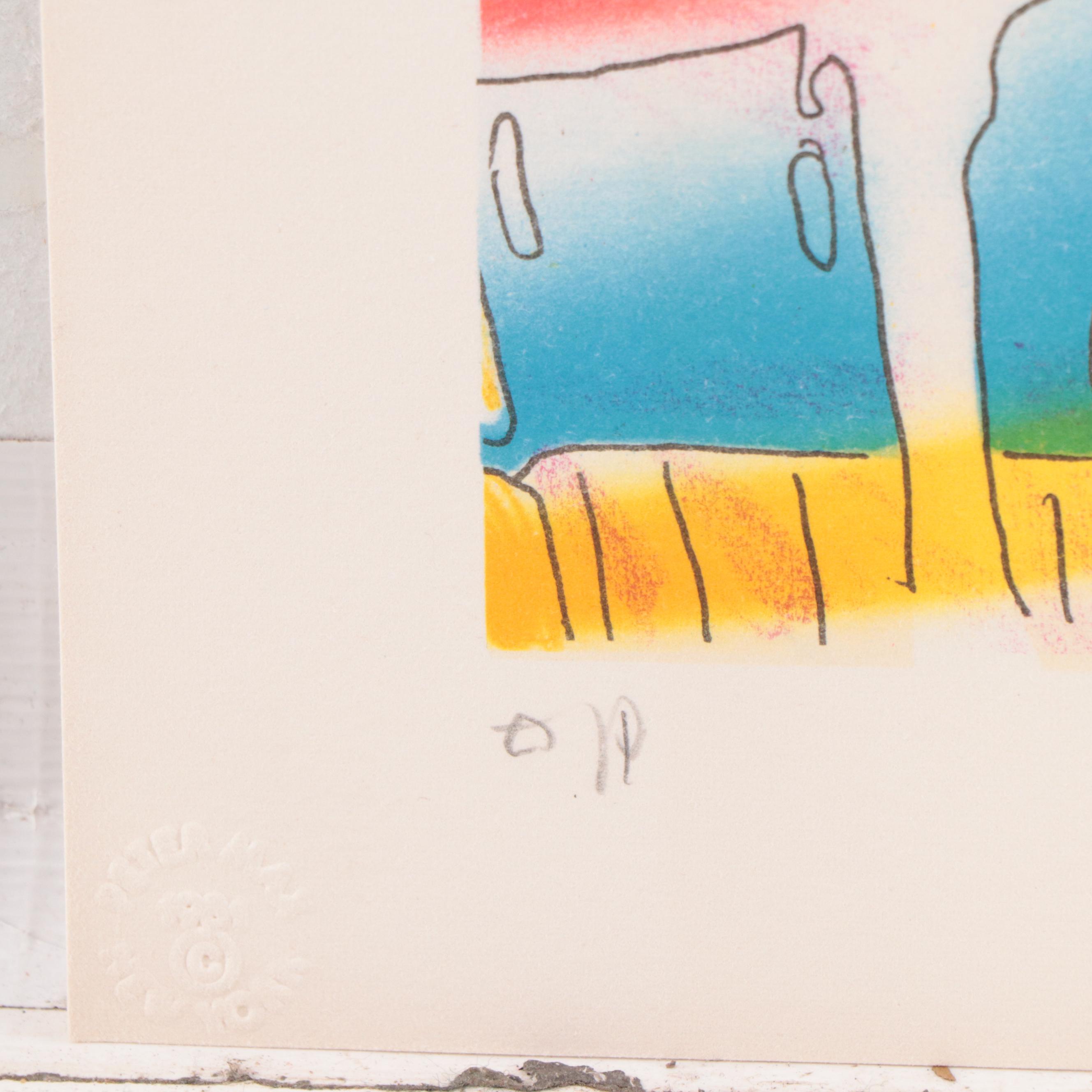 Peter Max Psychedelic Figurative Lithograph "Space Reunion," 1981