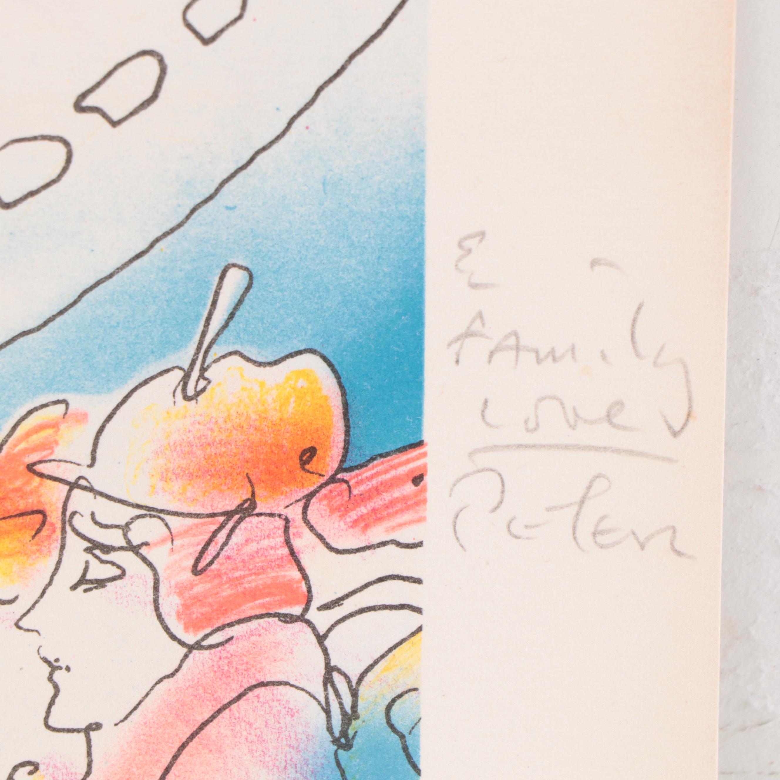 Peter Max Psychedelic Figurative Lithograph "Space Reunion," 1981