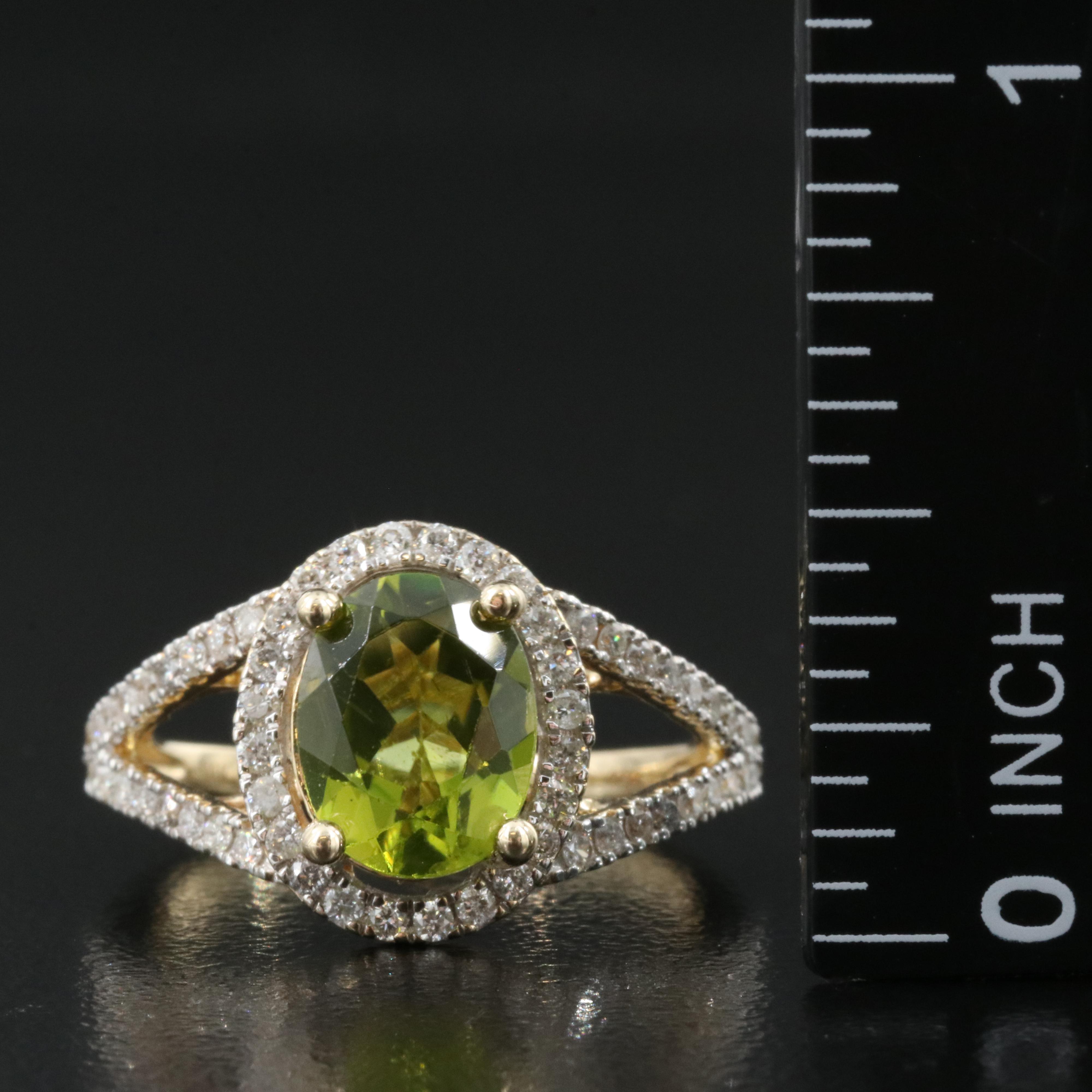 14K Peridot and Diamond Ring