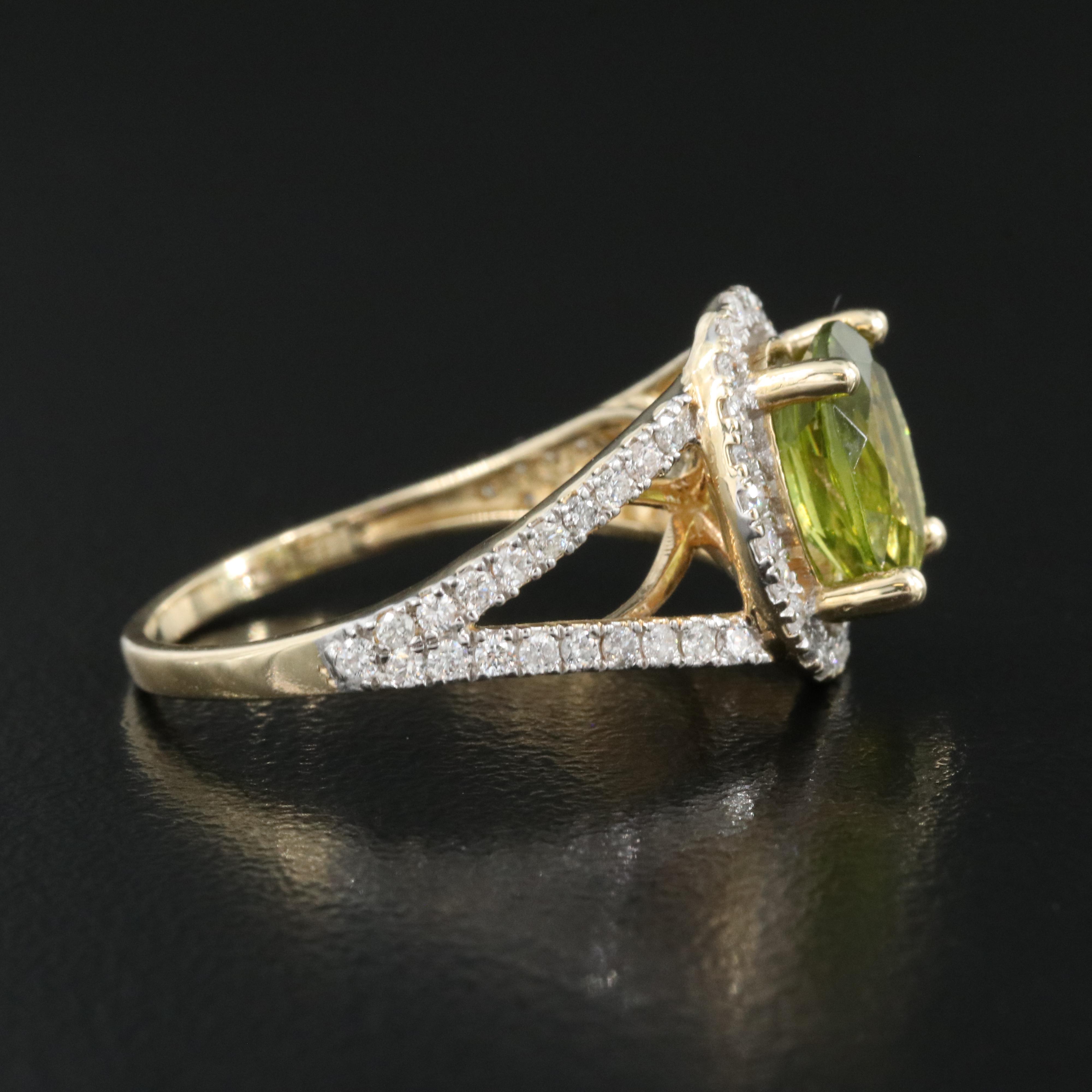 14K Peridot and Diamond Ring