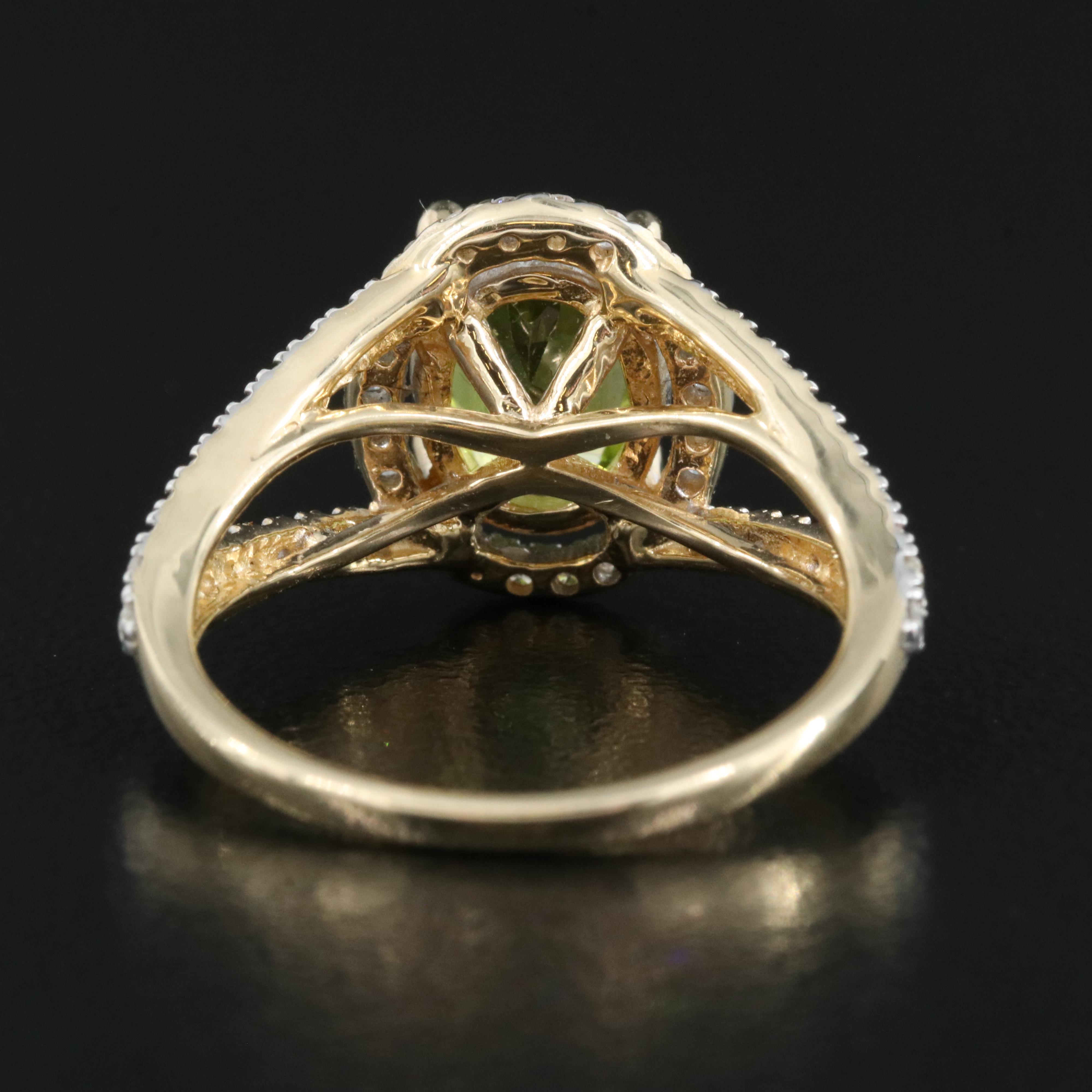 14K Peridot and Diamond Ring