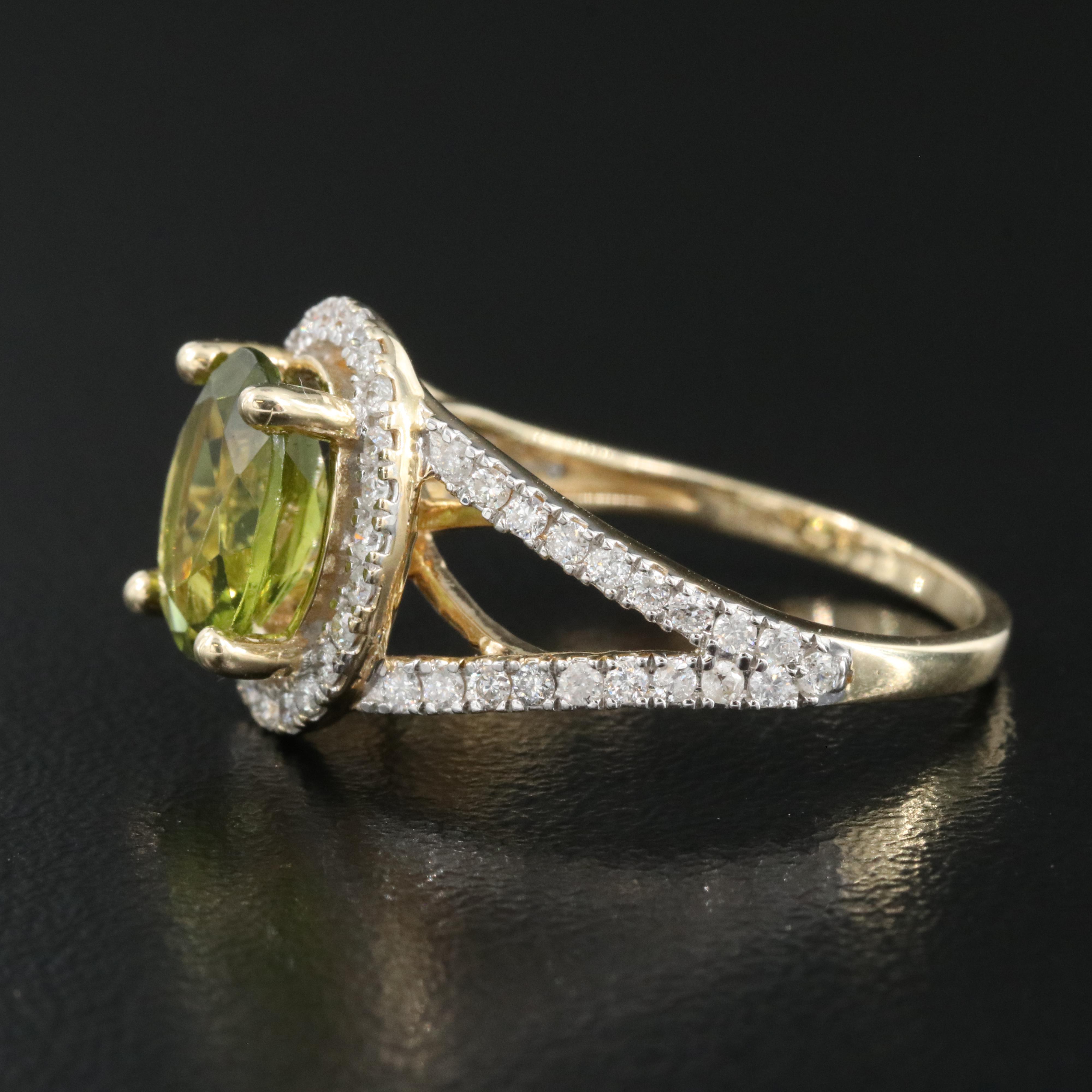 14K Peridot and Diamond Ring
