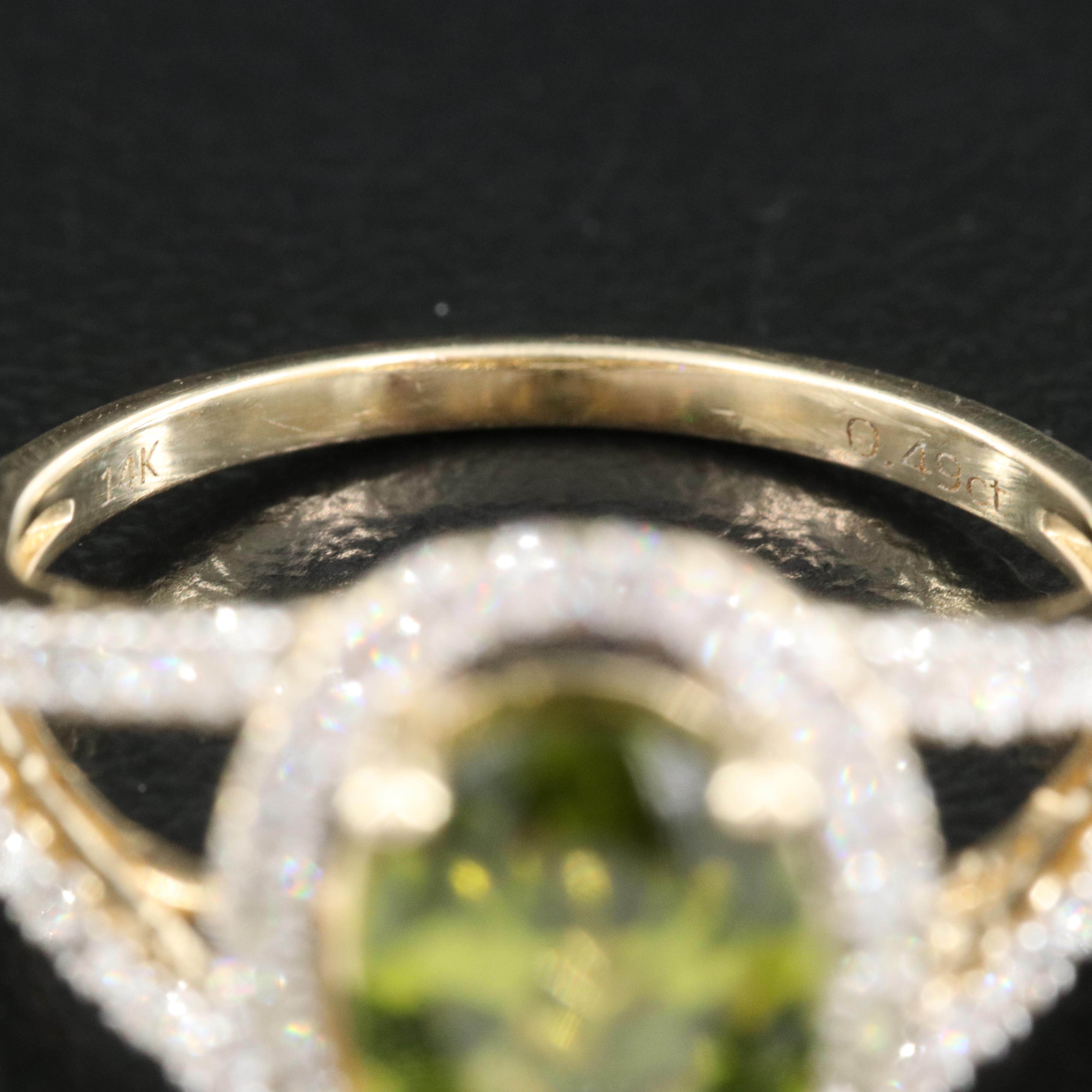 14K Peridot and Diamond Ring