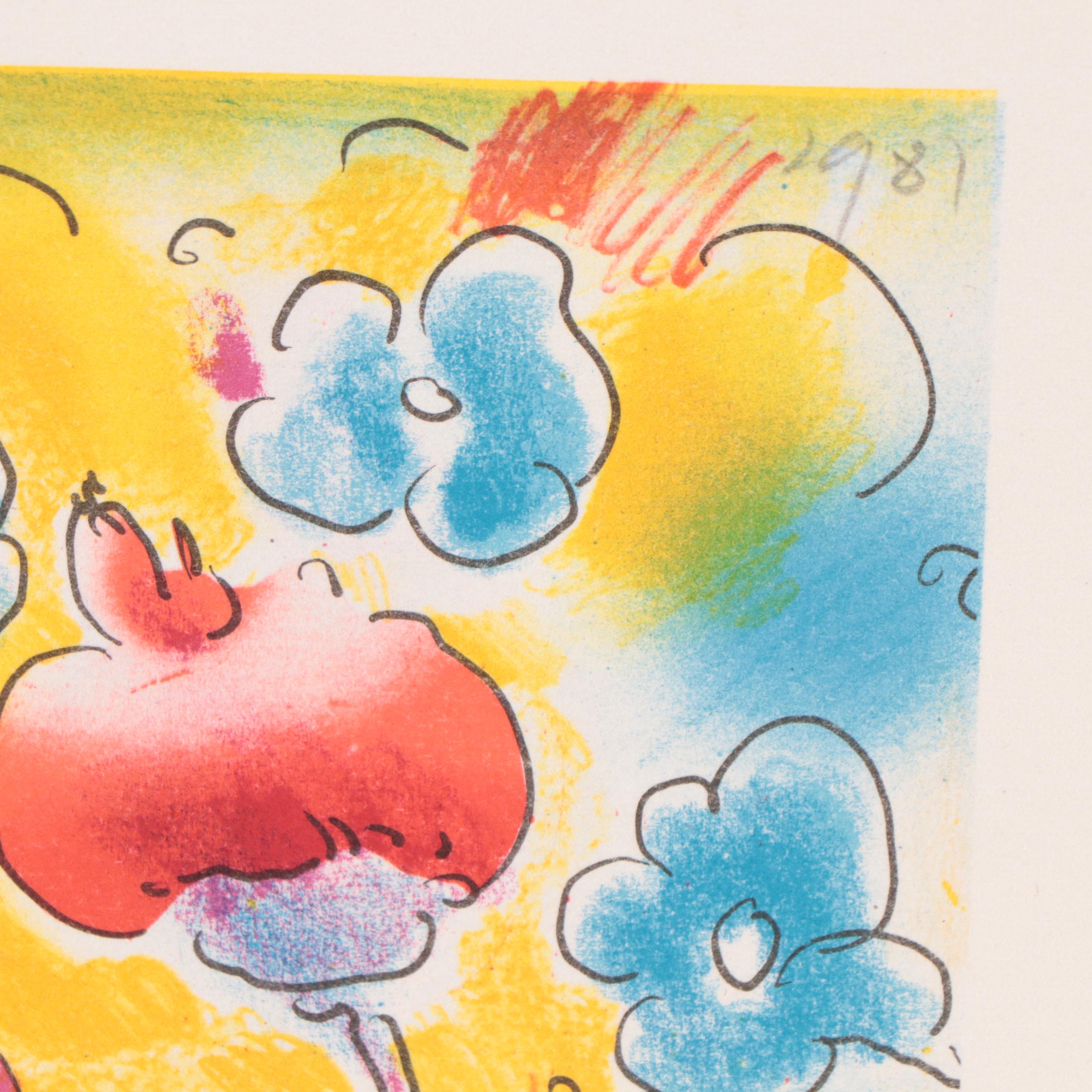 Peter Max Modernist Lithograph "Cosmic Flowers," 1981