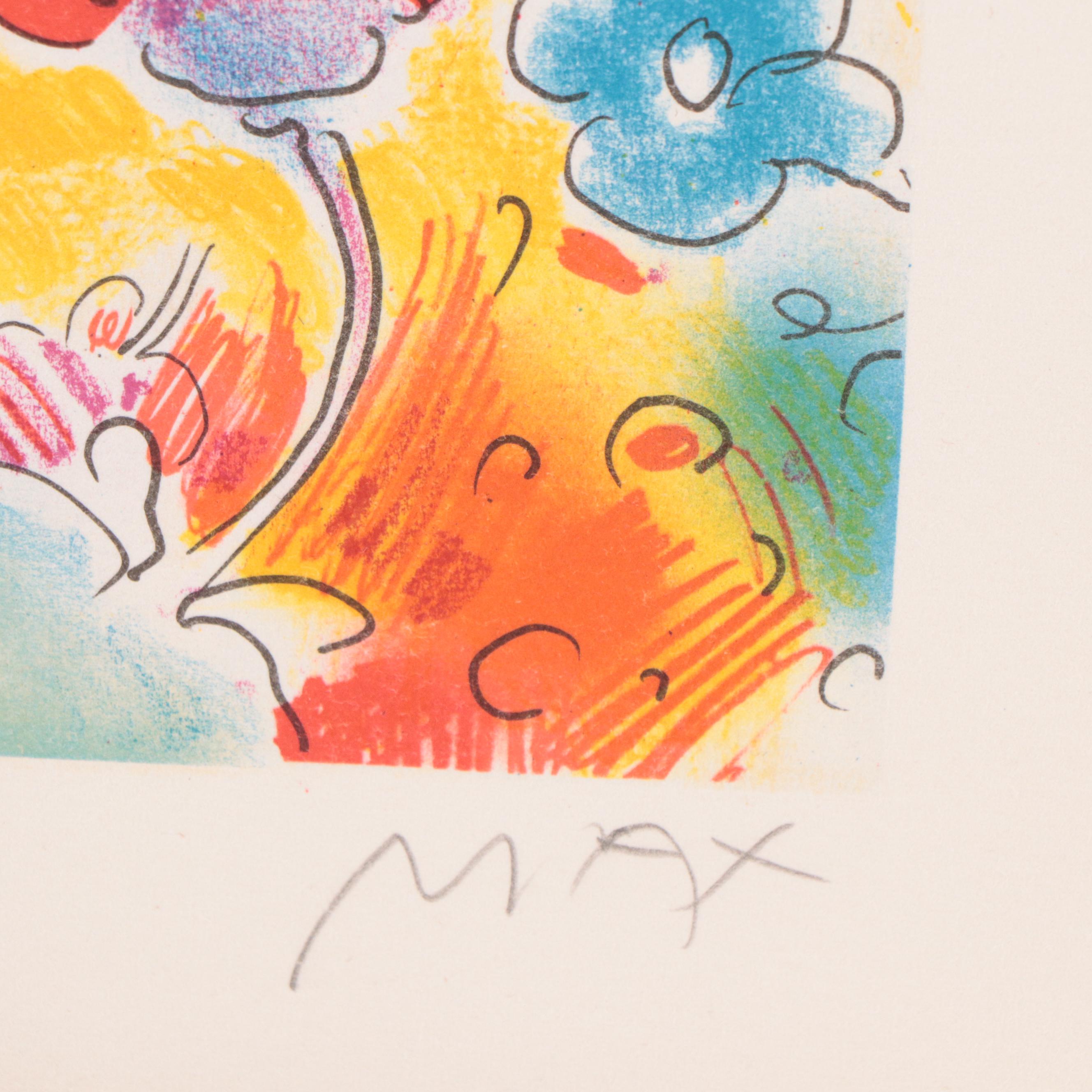 Peter Max Modernist Lithograph "Cosmic Flowers," 1981
