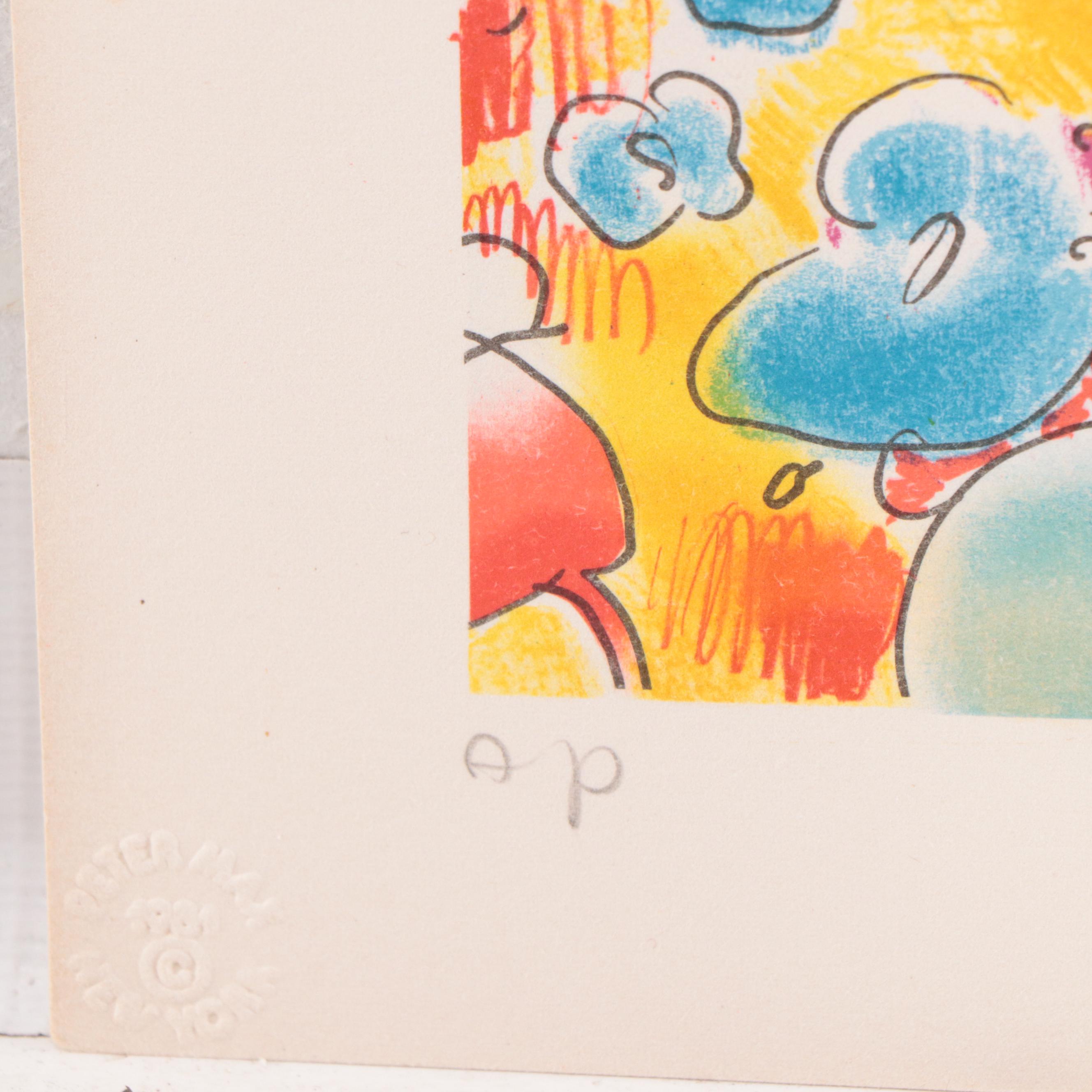 Peter Max Modernist Lithograph "Cosmic Flowers," 1981