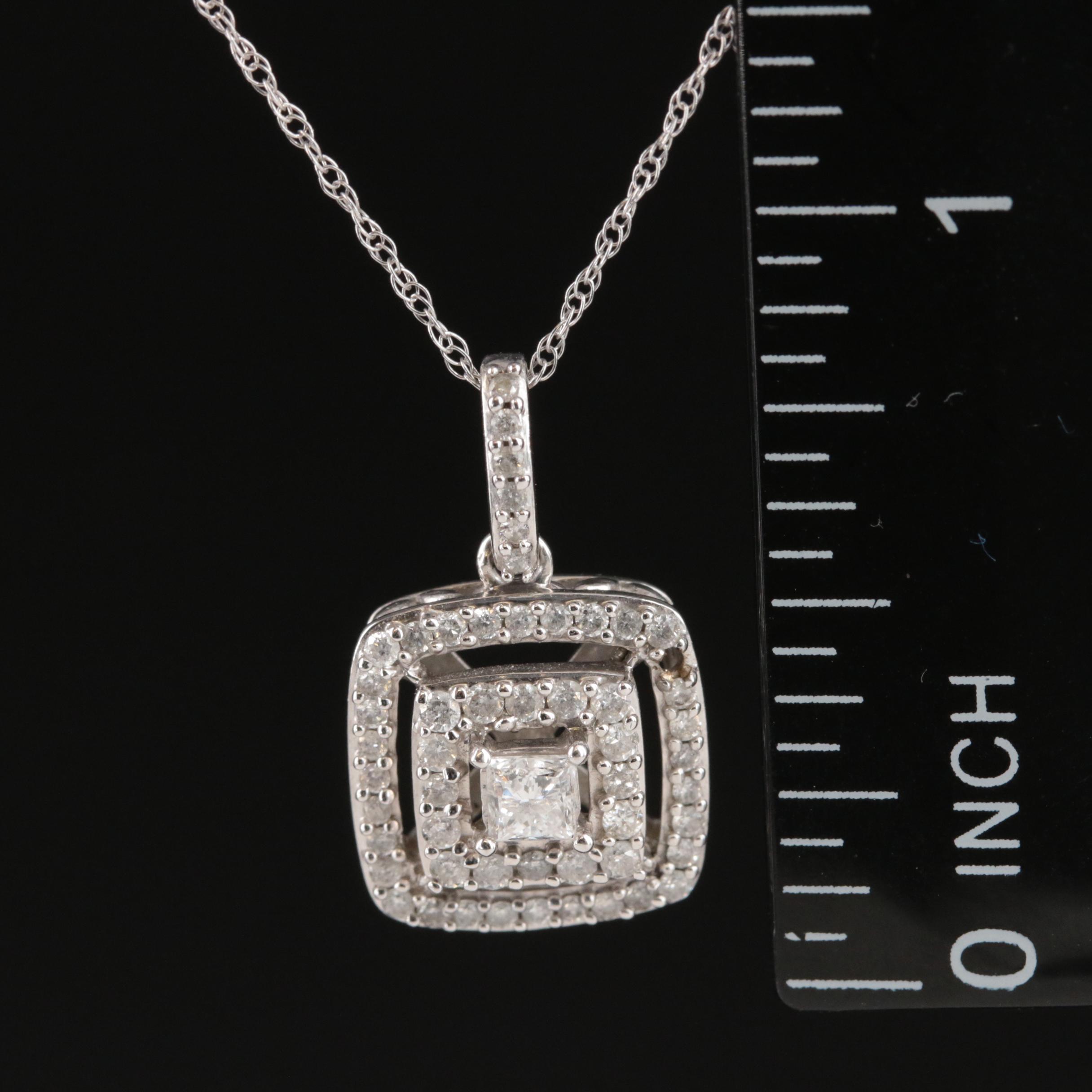 10K 0.62 CTW Diamond Pendant Necklace