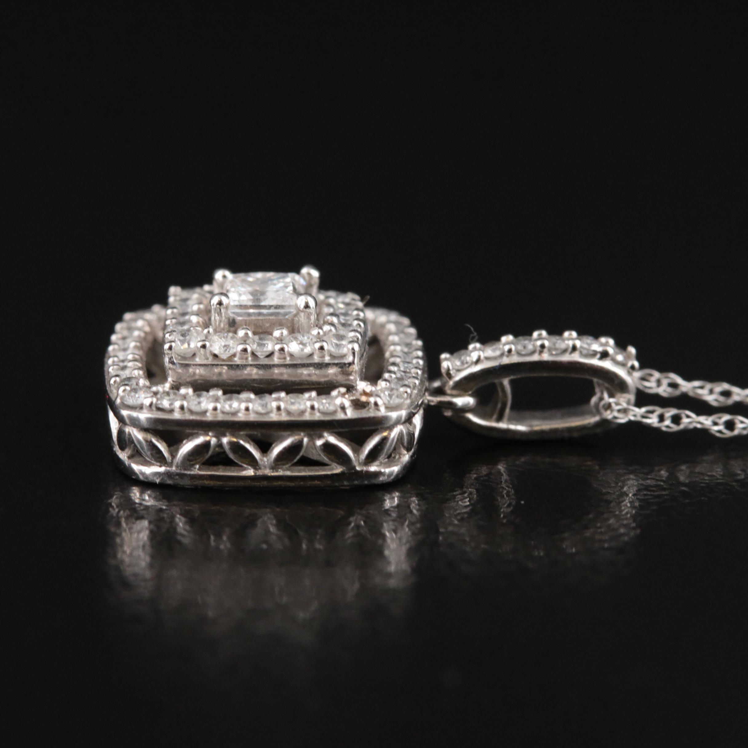 10K 0.62 CTW Diamond Pendant Necklace