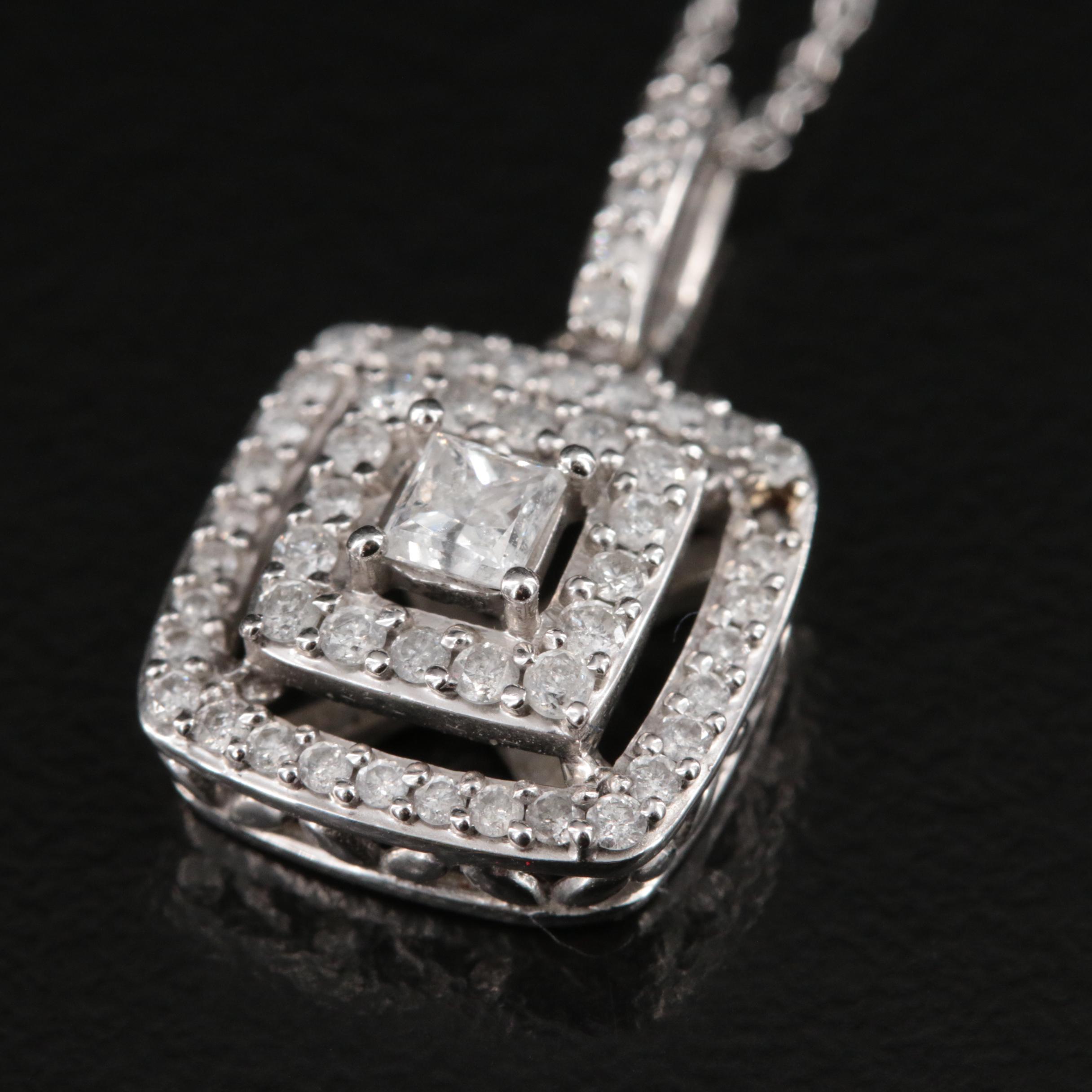 10K 0.62 CTW Diamond Pendant Necklace