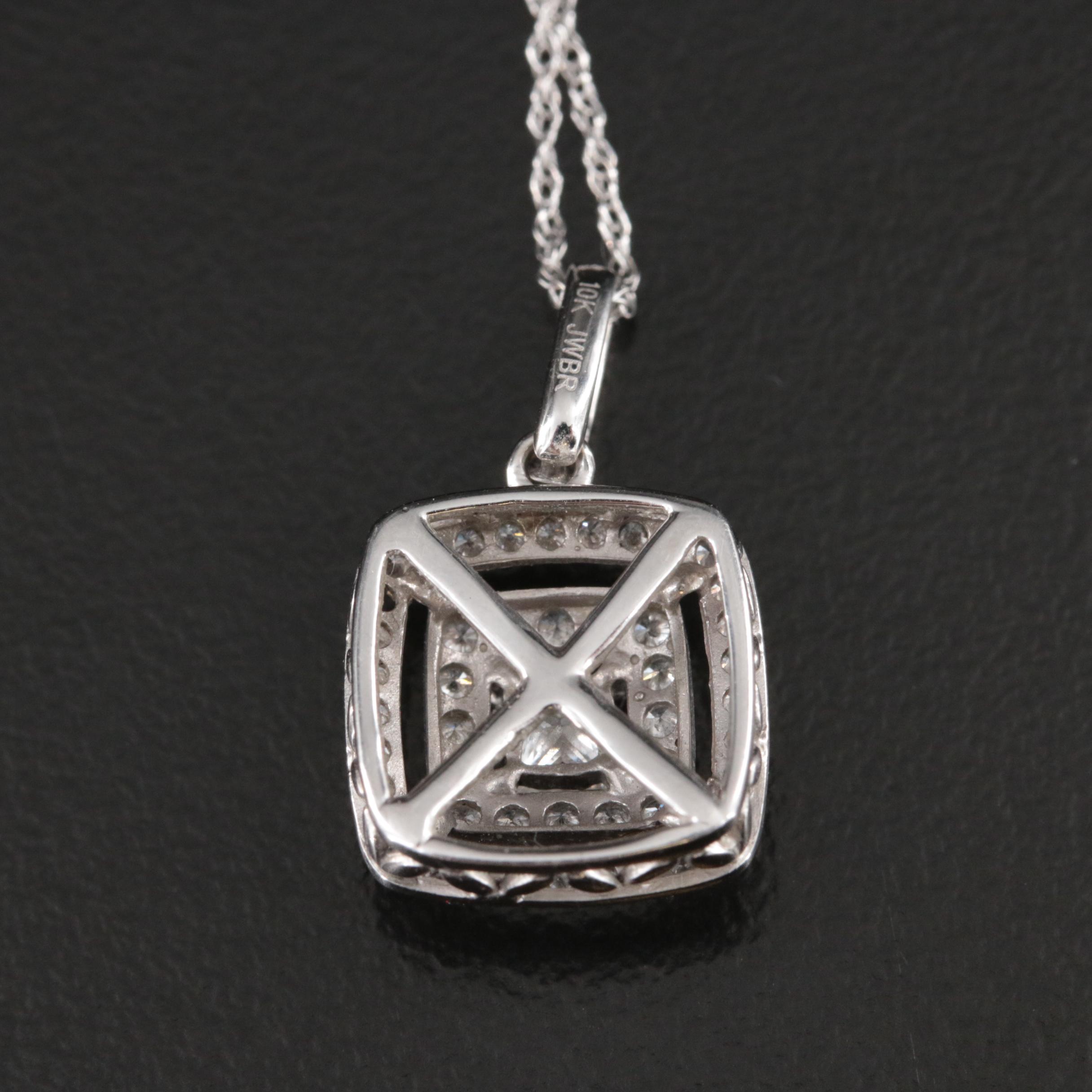 10K 0.62 CTW Diamond Pendant Necklace