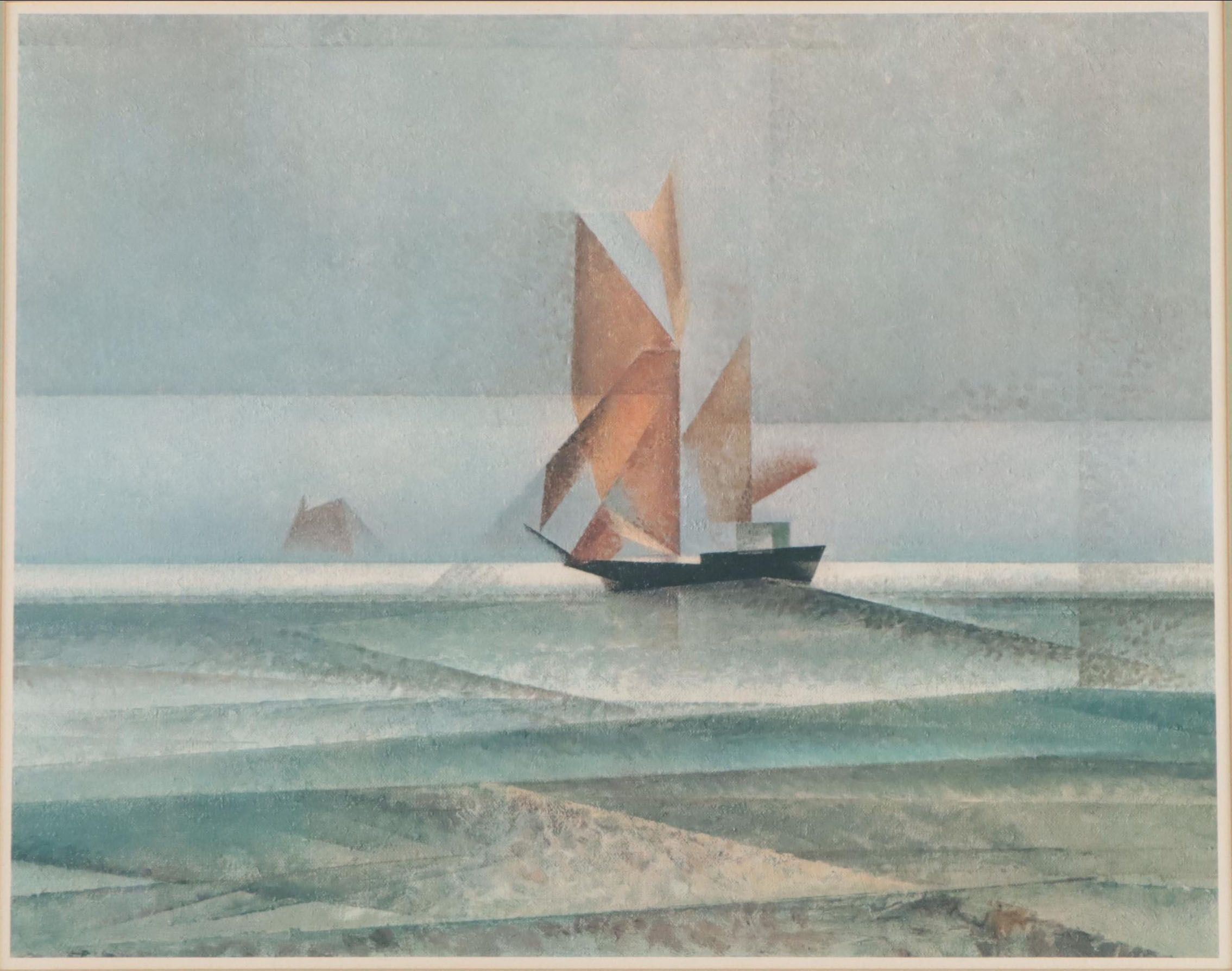 Offset Lithograph after Lyonel Feininger "Ostsee Schoner," Late 20th Century