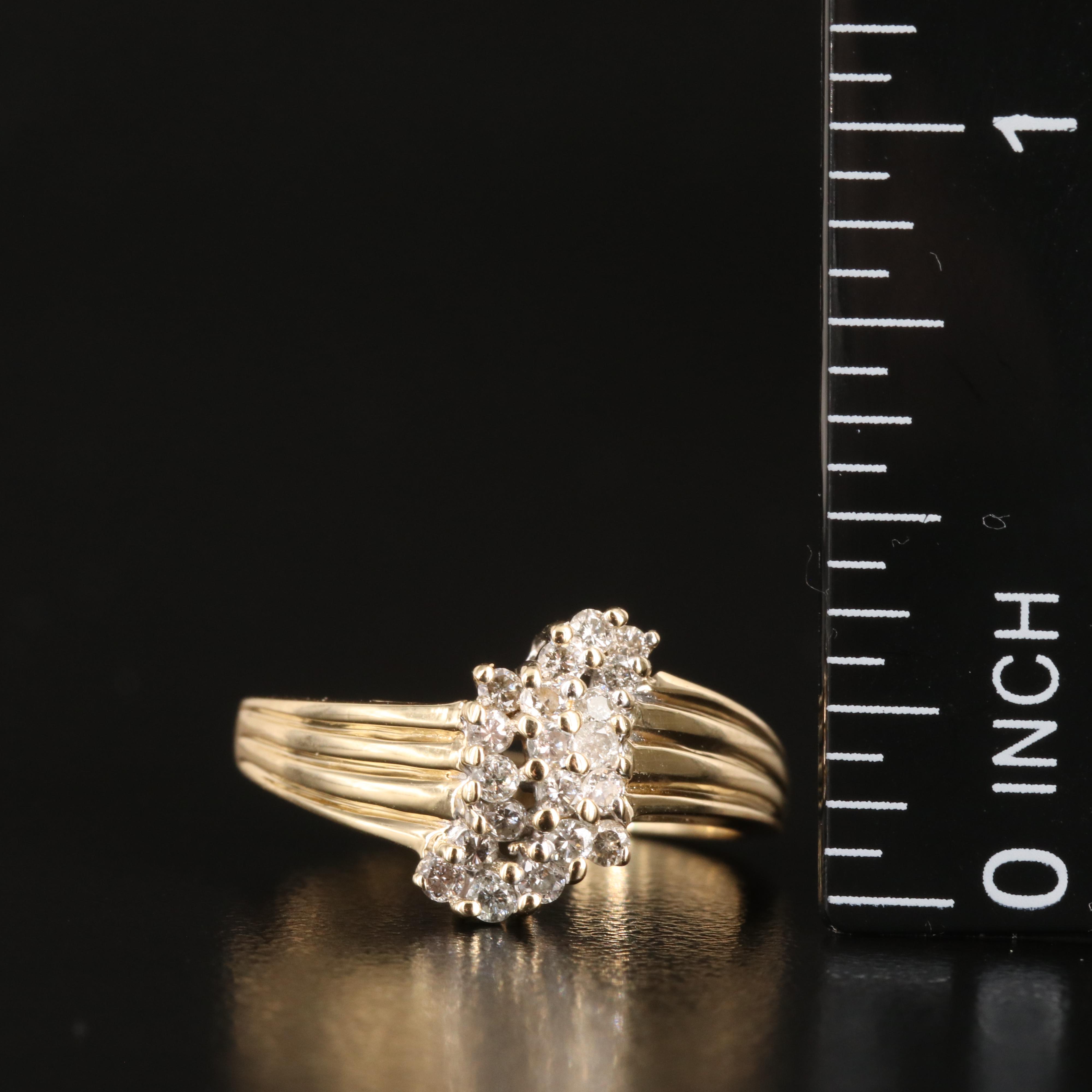 14K 0.33 CTW Diamond Cluster Ring