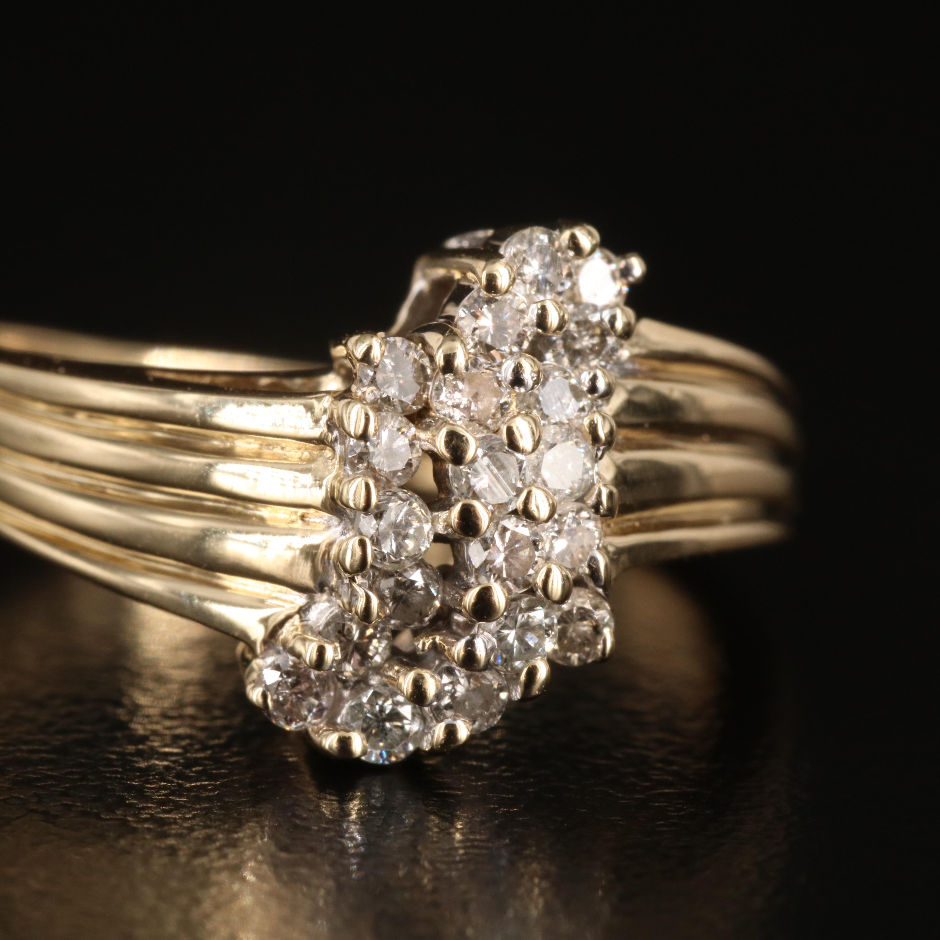14K 0.33 CTW Diamond Cluster Ring