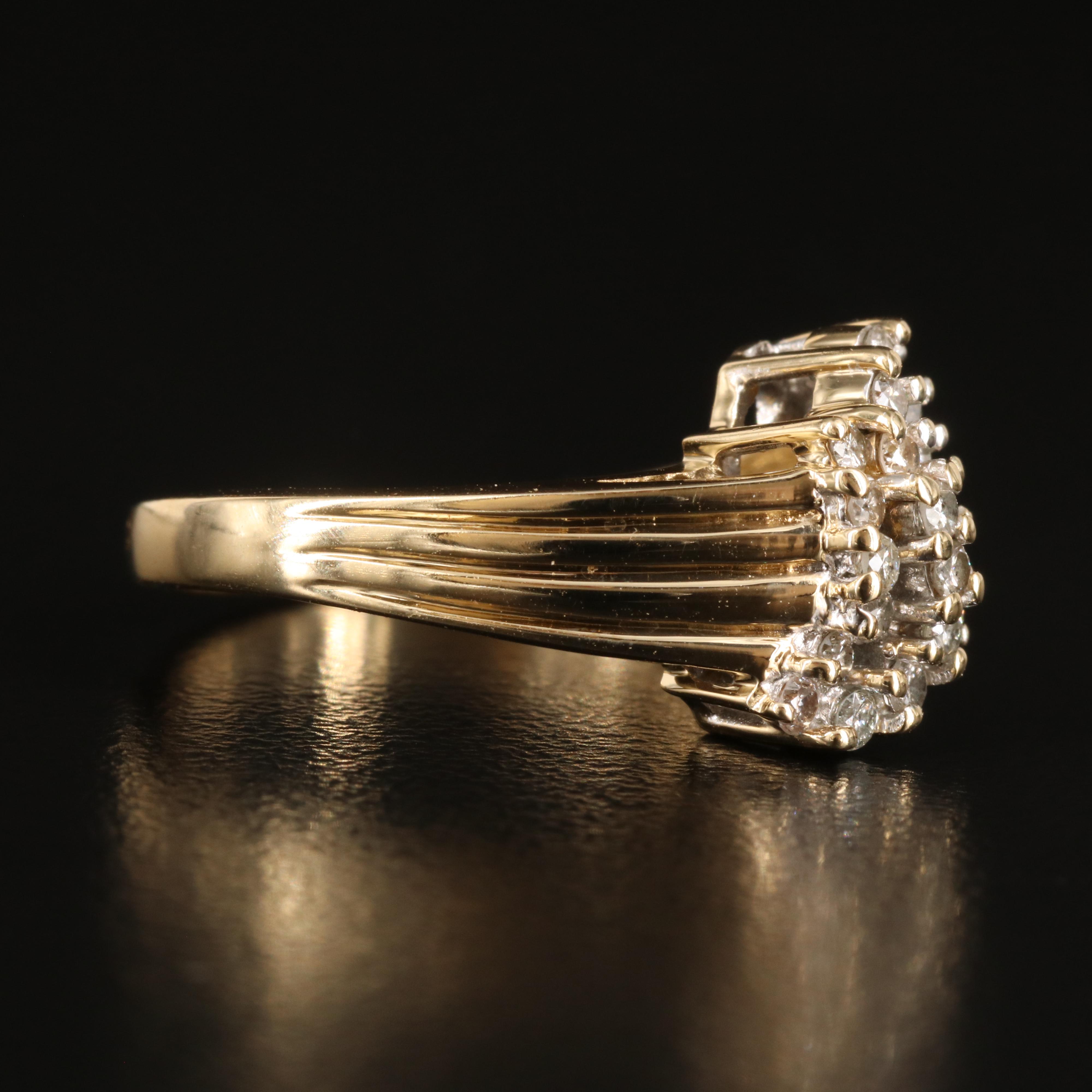 14K 0.33 CTW Diamond Cluster Ring