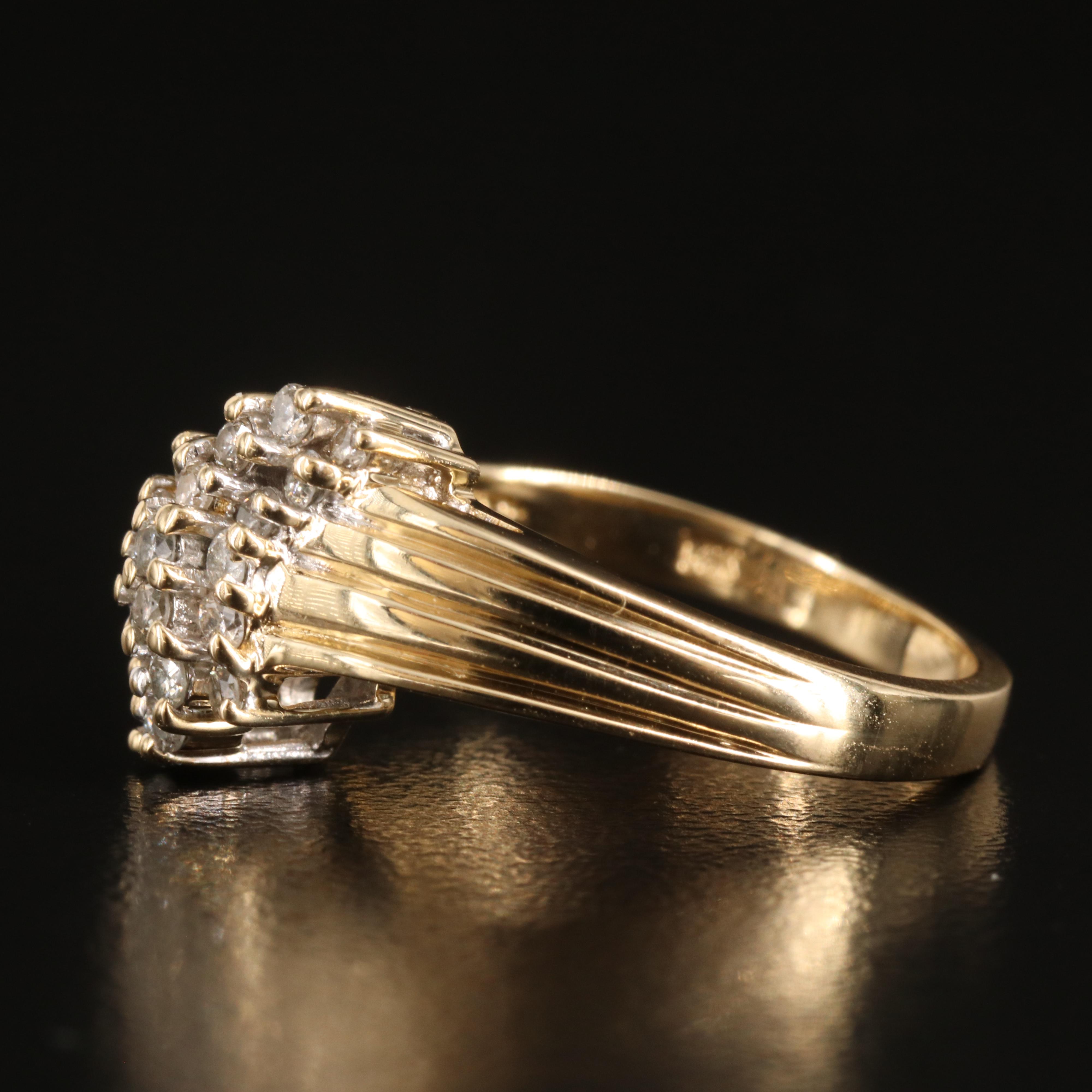 14K 0.33 CTW Diamond Cluster Ring