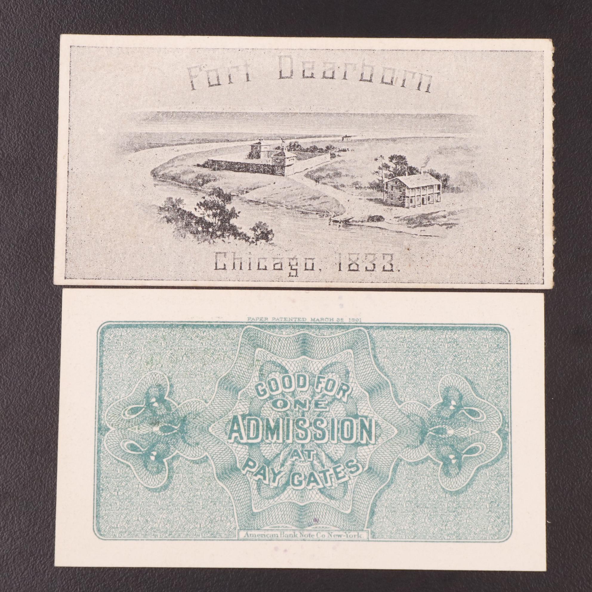 Seven Columbian Exposition Admission Tickets, 1893