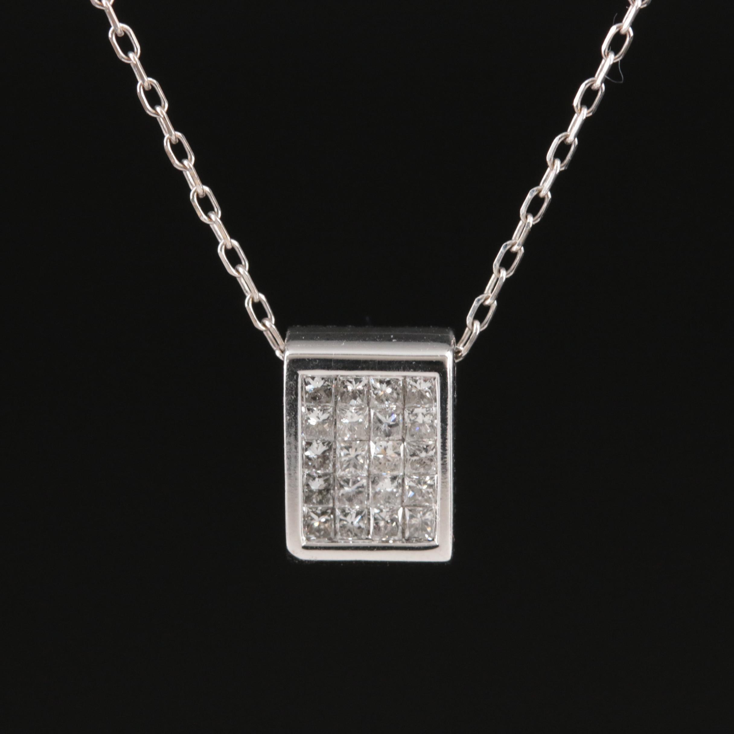 14K Diamond and Sapphire Reversible Pendant Necklace
