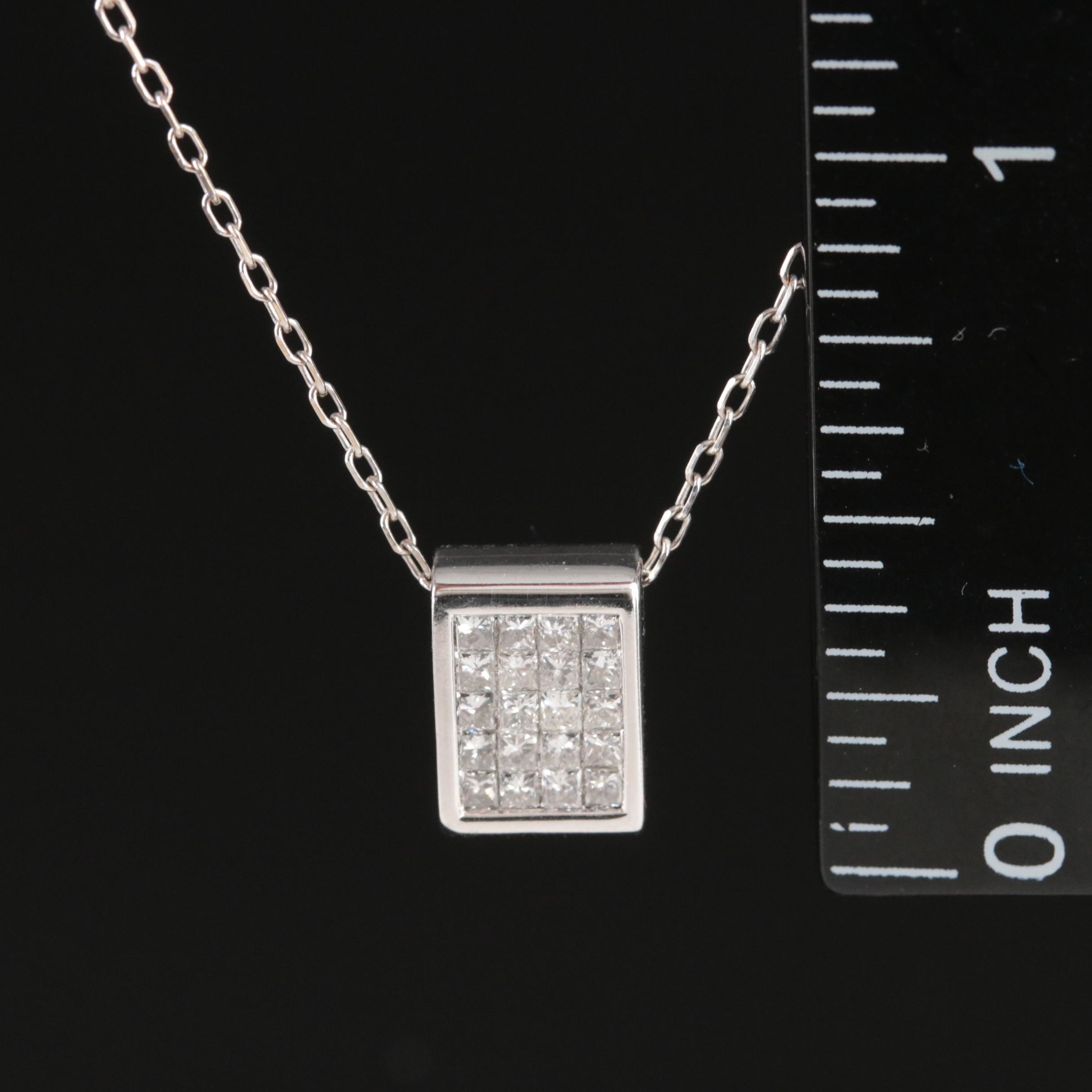 14K Diamond and Sapphire Reversible Pendant Necklace