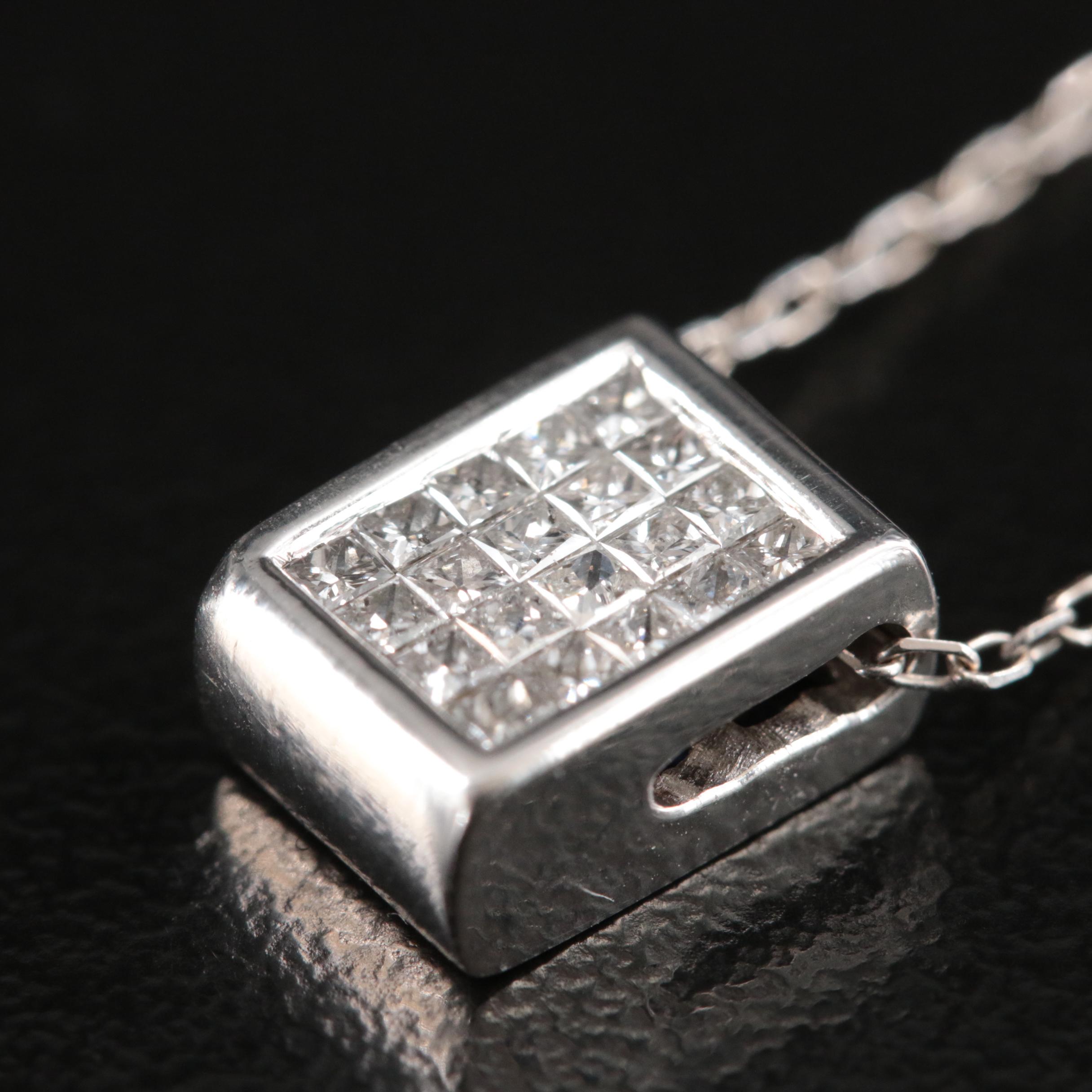 14K Diamond and Sapphire Reversible Pendant Necklace