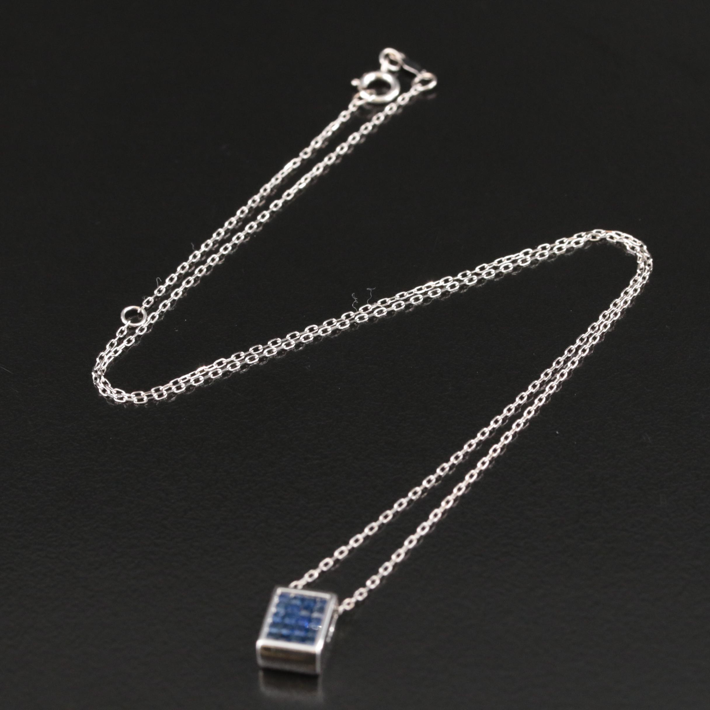 14K Diamond and Sapphire Reversible Pendant Necklace