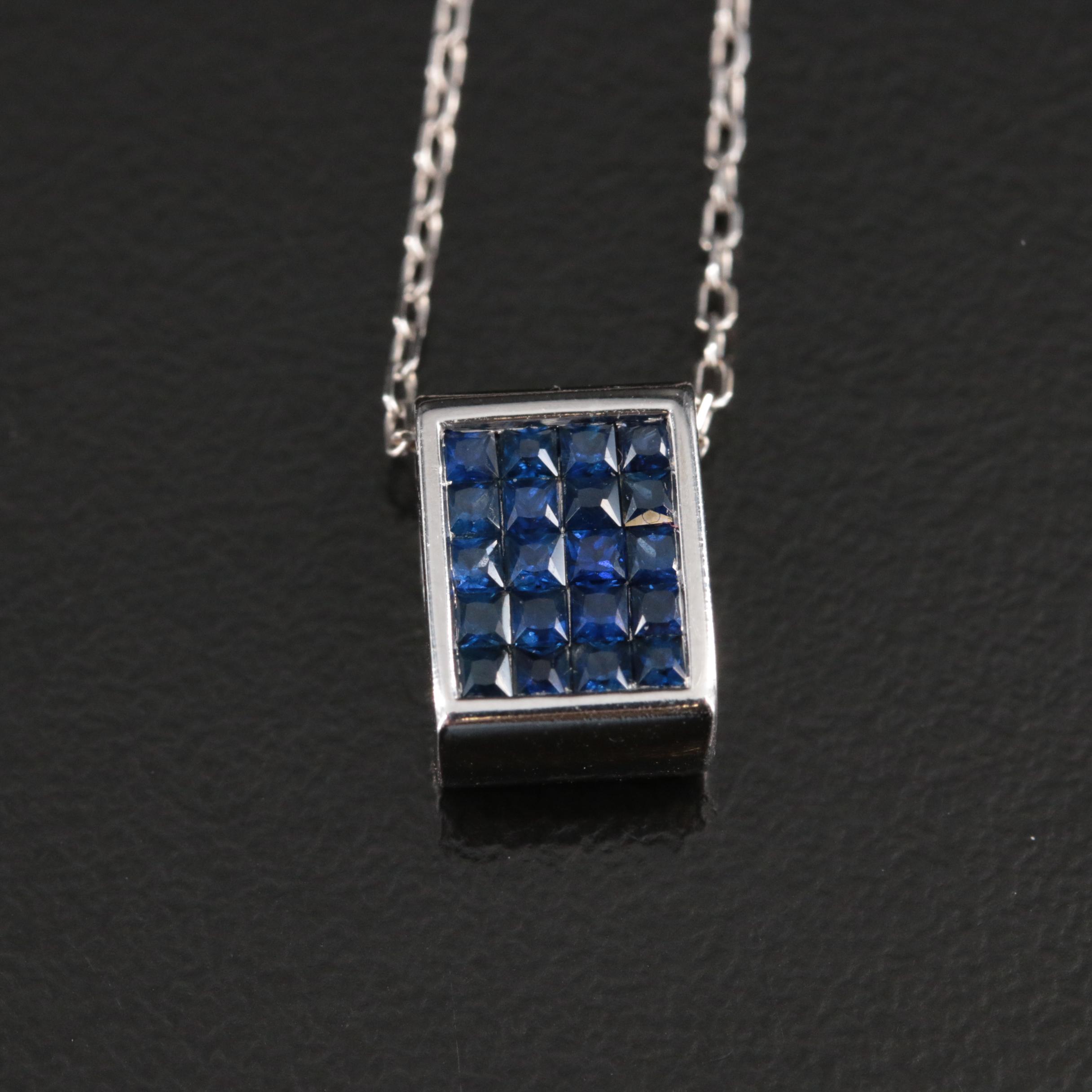 14K Diamond and Sapphire Reversible Pendant Necklace